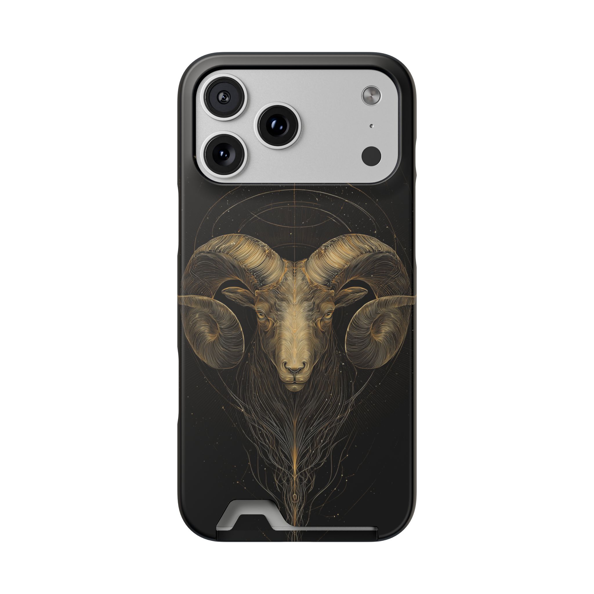 Aries Zodiac Phone Case with Card Holder – Celestial Gold Constellation - Image 84