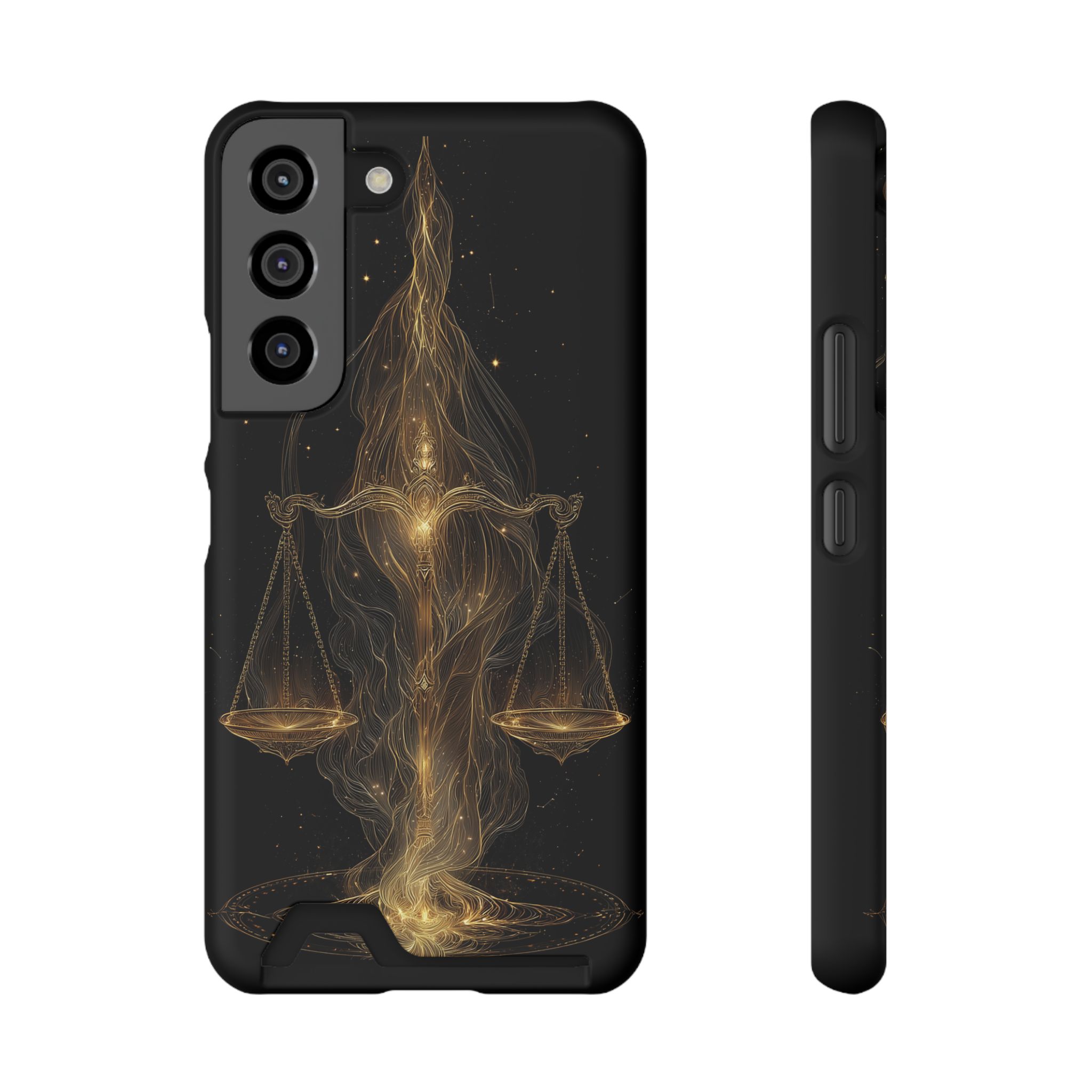 Libra Zodiac Phone Case with Card Holder – Celestial Gold Scales - Image 5