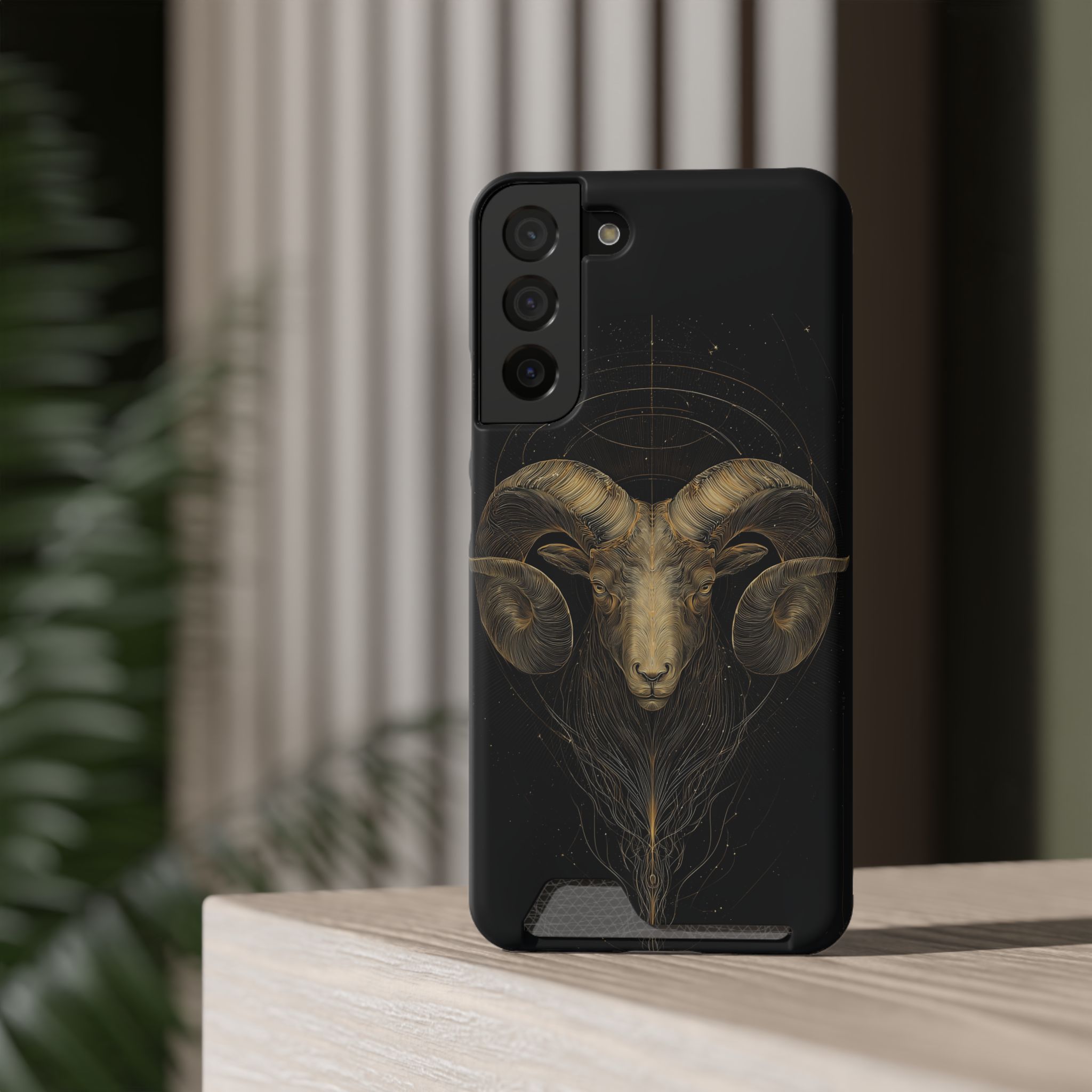 Aries Zodiac Phone Case with Card Holder – Celestial Gold Constellation - Image 16