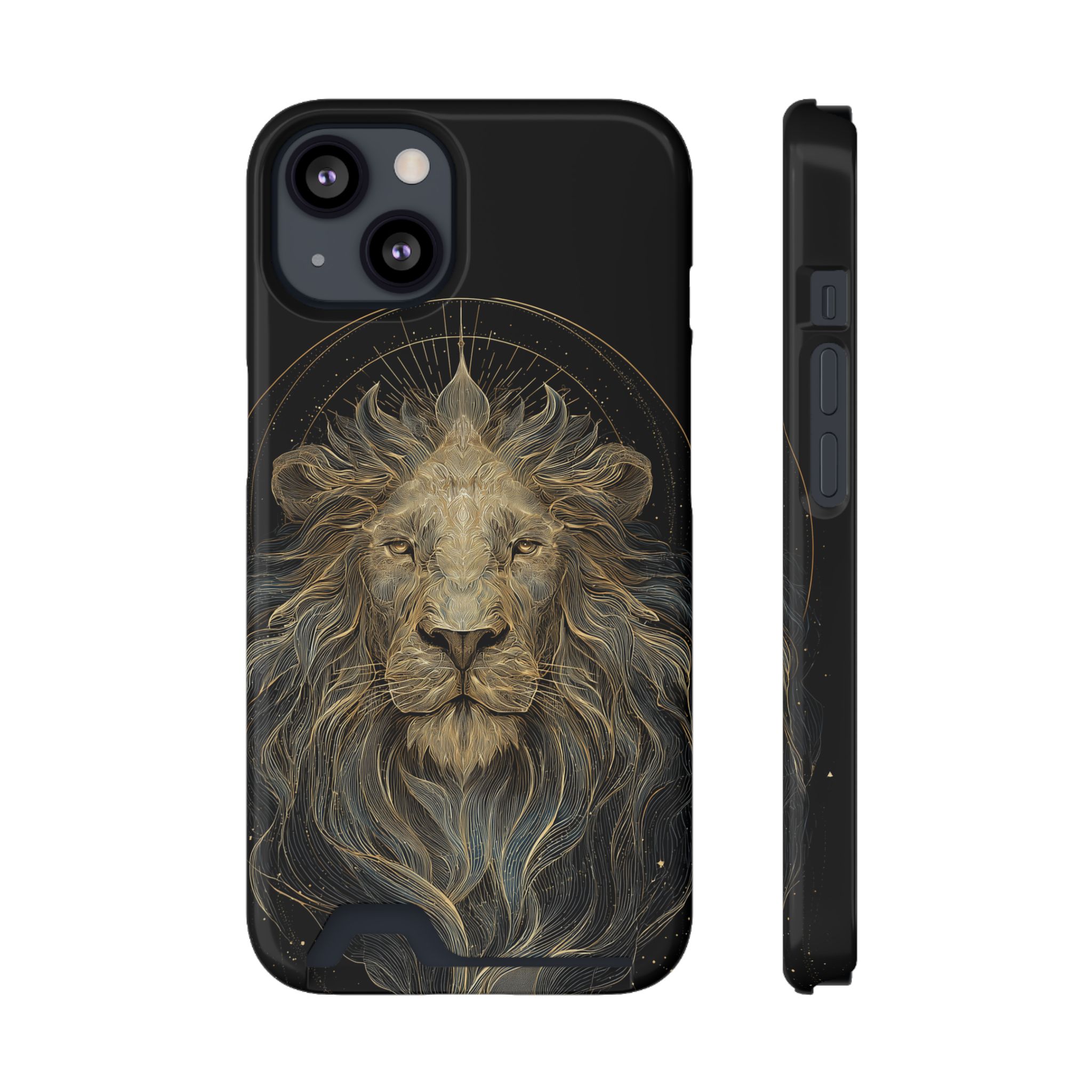 Leo Zodiac Phone Case with Card Holder – Celestial Gold Lion - Image 25