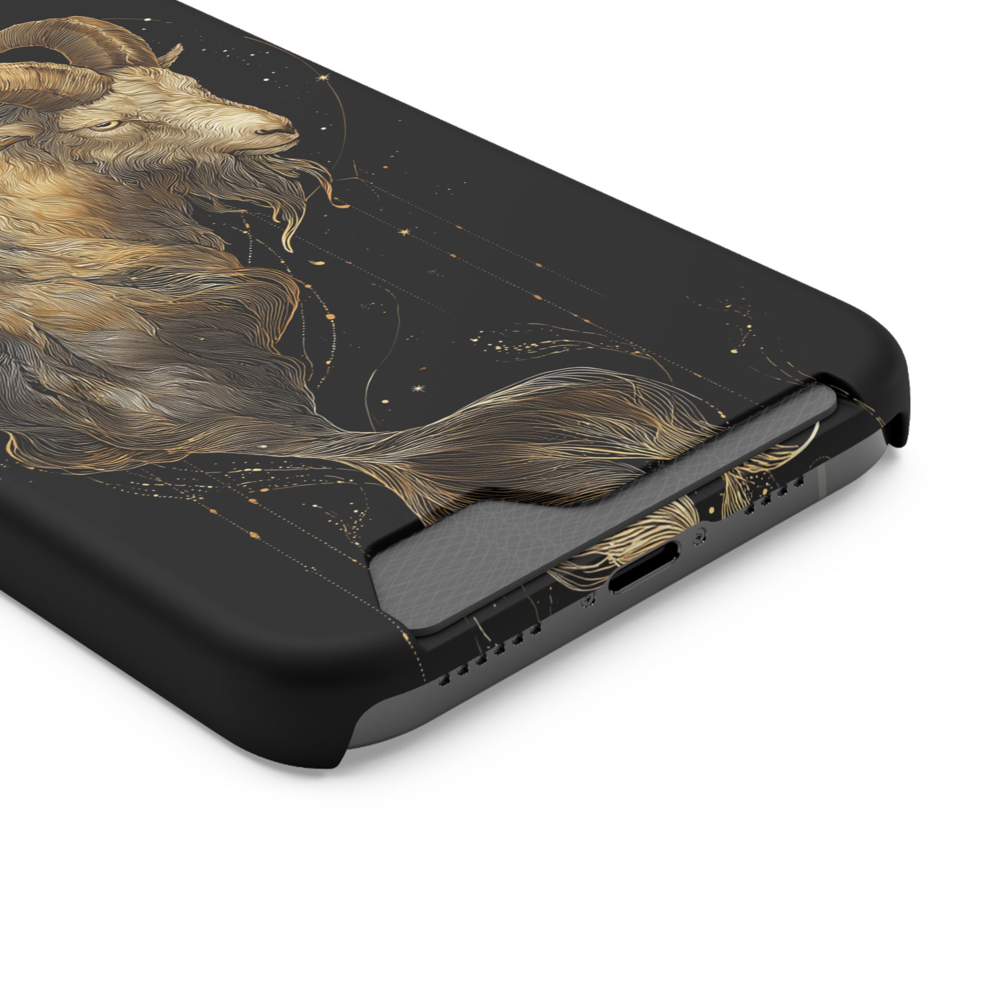 Capricorn Zodiac Phone Case with Card Holder – Celestial Gold Sea-Goat - Image 54