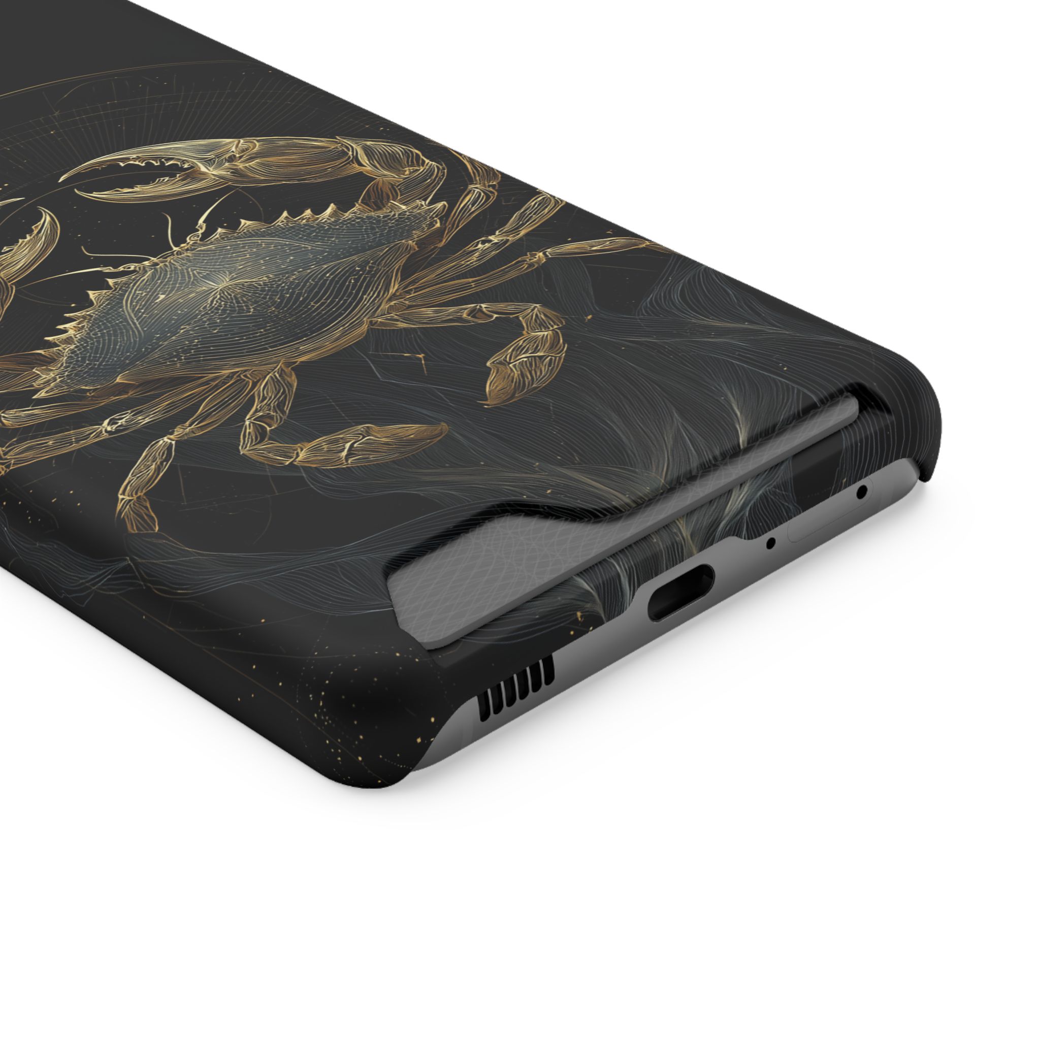 Cancer Zodiac Phone Case with Card Holder – Celestial Gold Crab - Image 62
