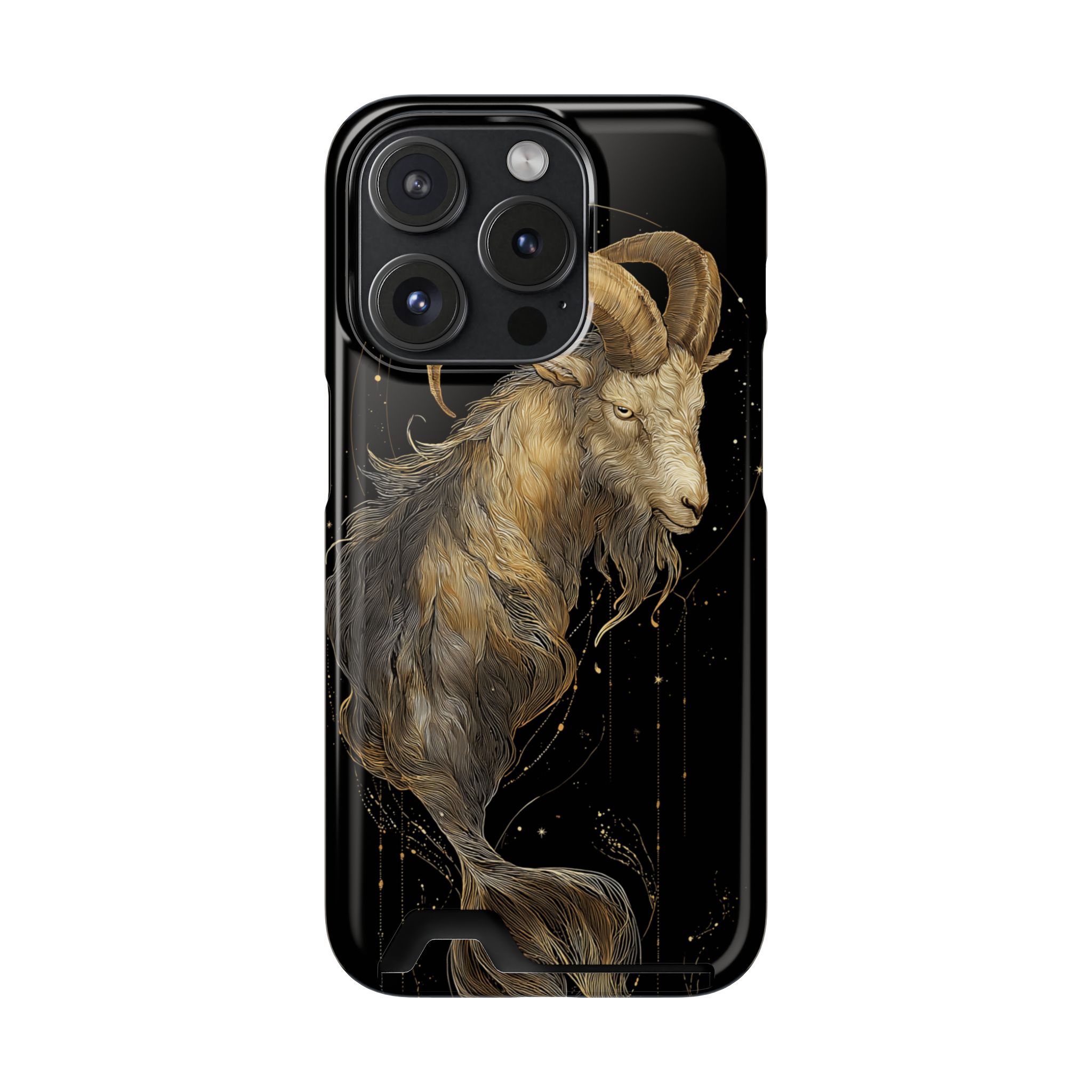 Capricorn Zodiac Phone Case with Card Holder – Celestial Gold Sea-Goat - Image 99