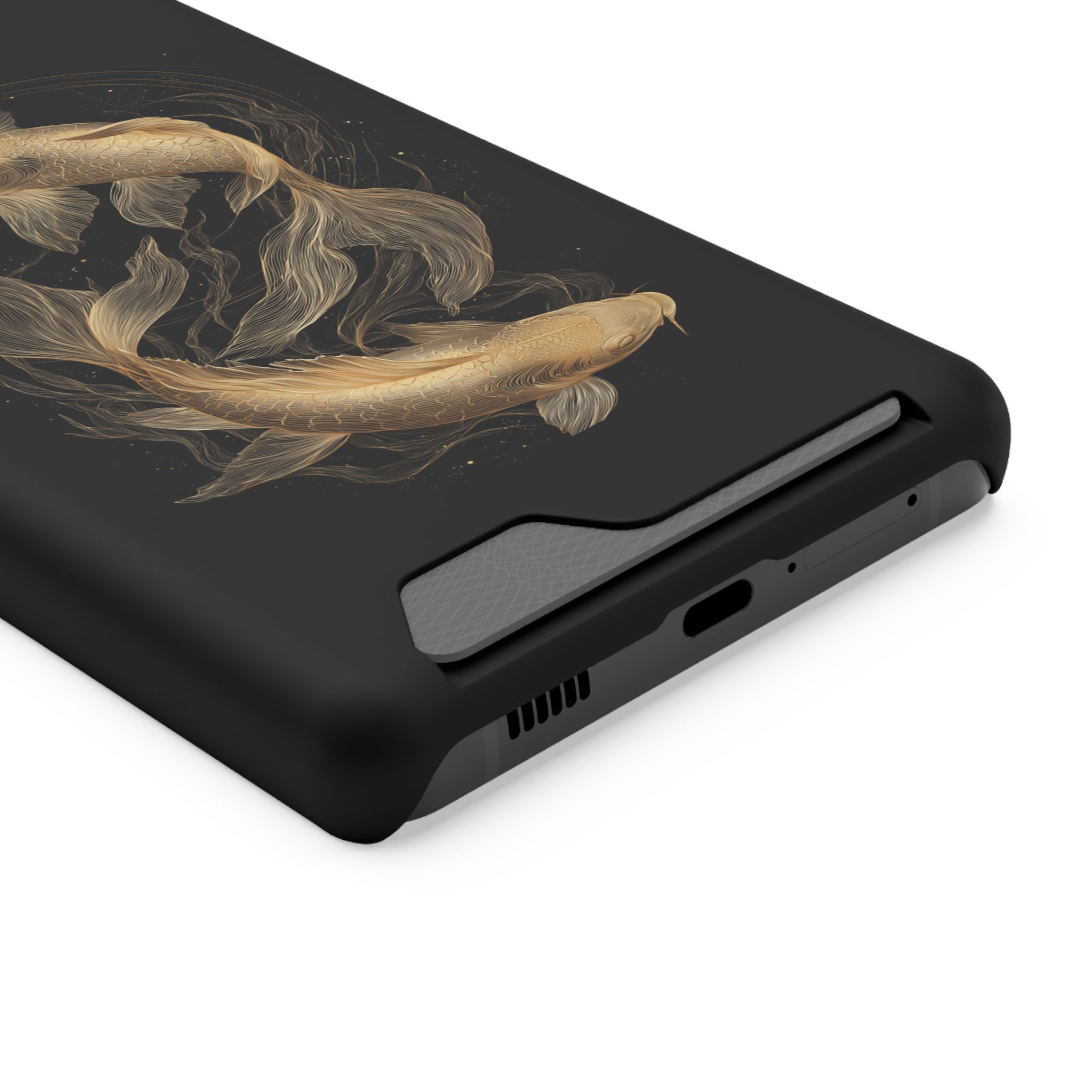 Pisces Zodiac Phone Case with Card Holder – Celestial Gold Fish - Image 78