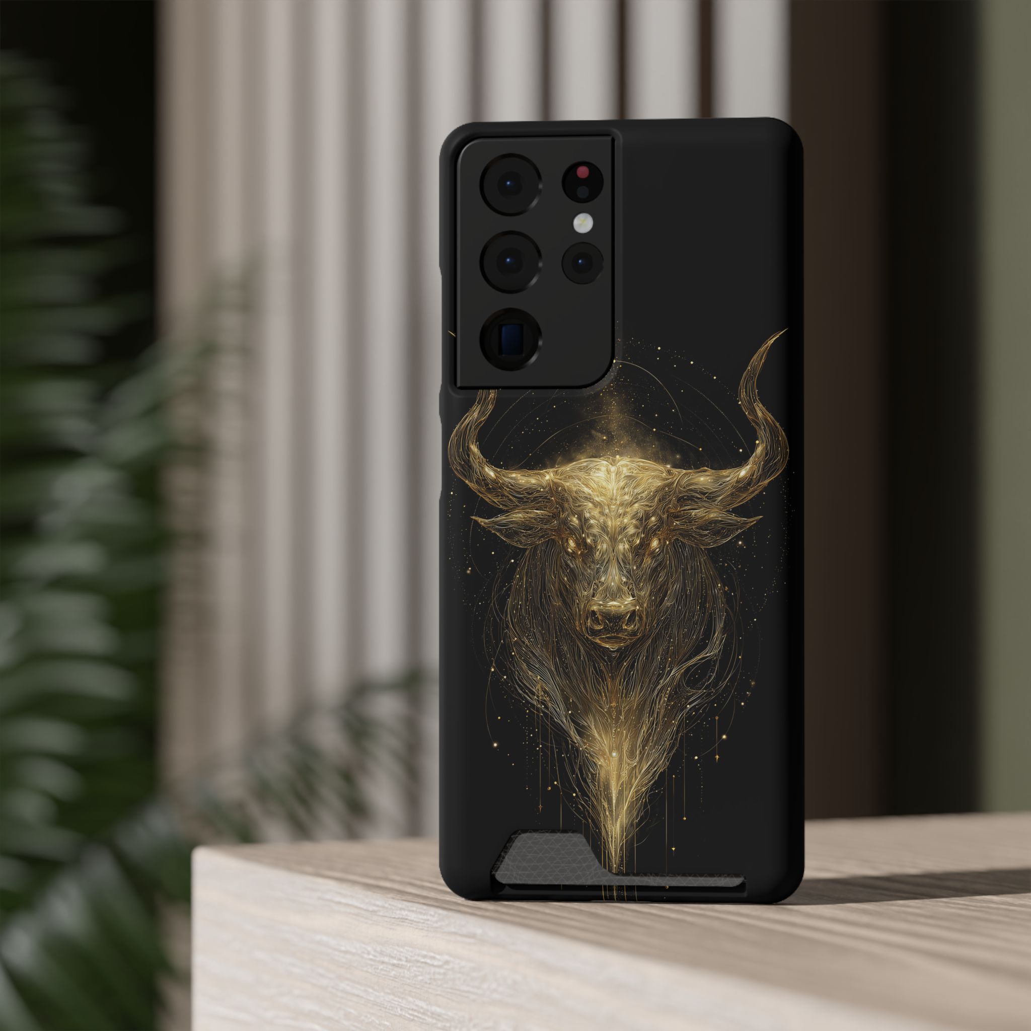 Taurus Zodiac Phone Case with Card Holder – Celestial Gold Bull - Image 80