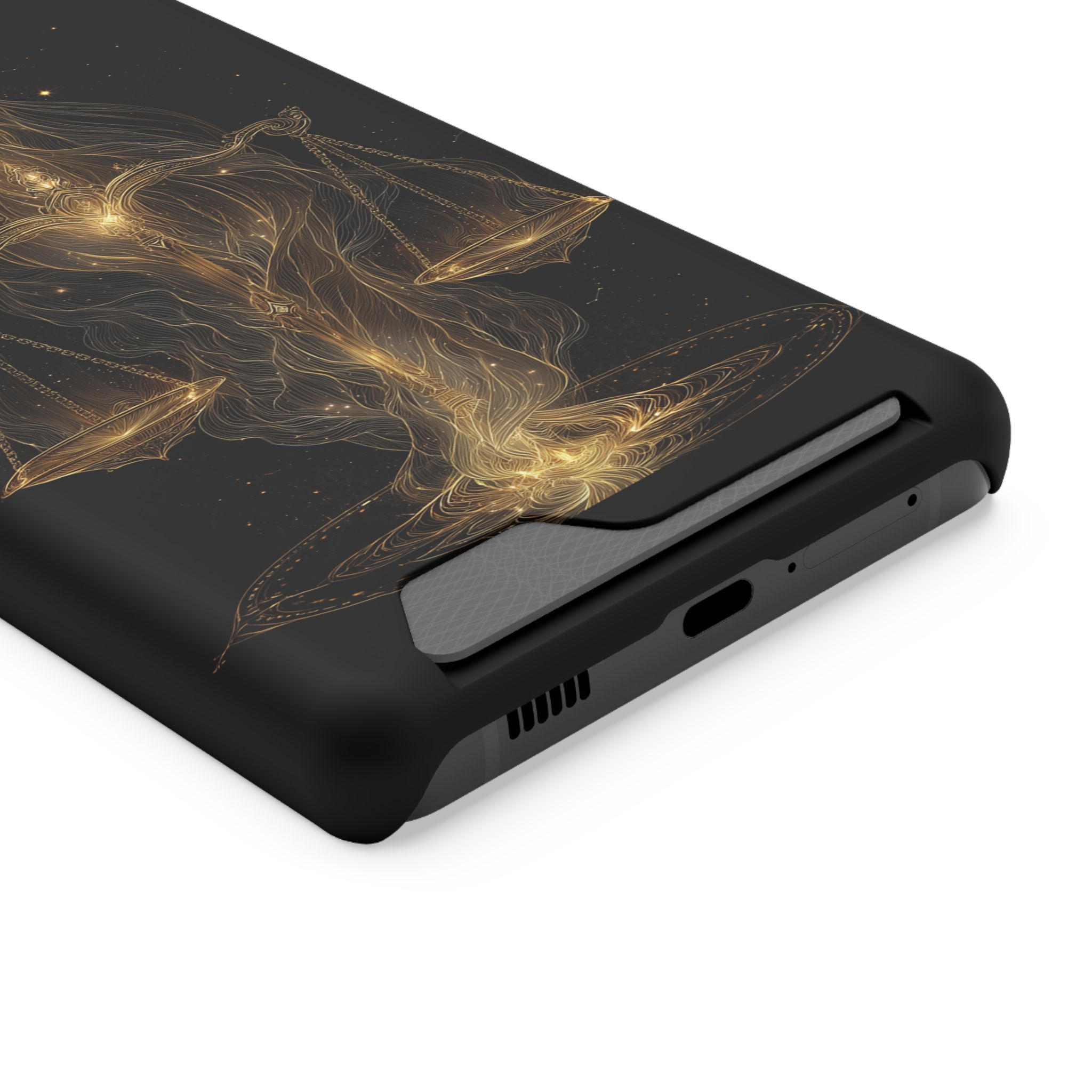 Libra Zodiac Phone Case with Card Holder – Celestial Gold Scales - Image 78