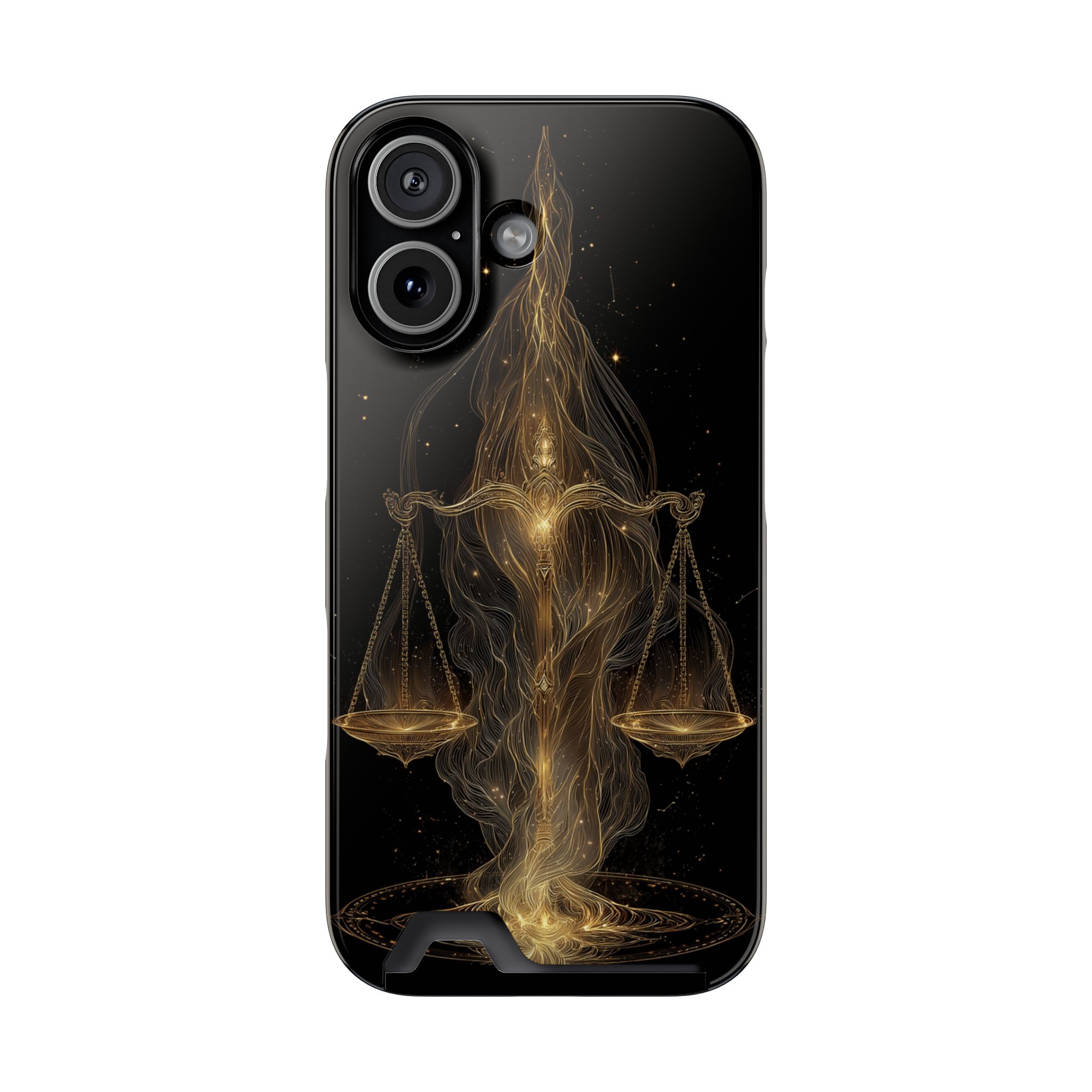 Libra Zodiac Phone Case with Card Holder – Celestial Gold Scales - Image 85