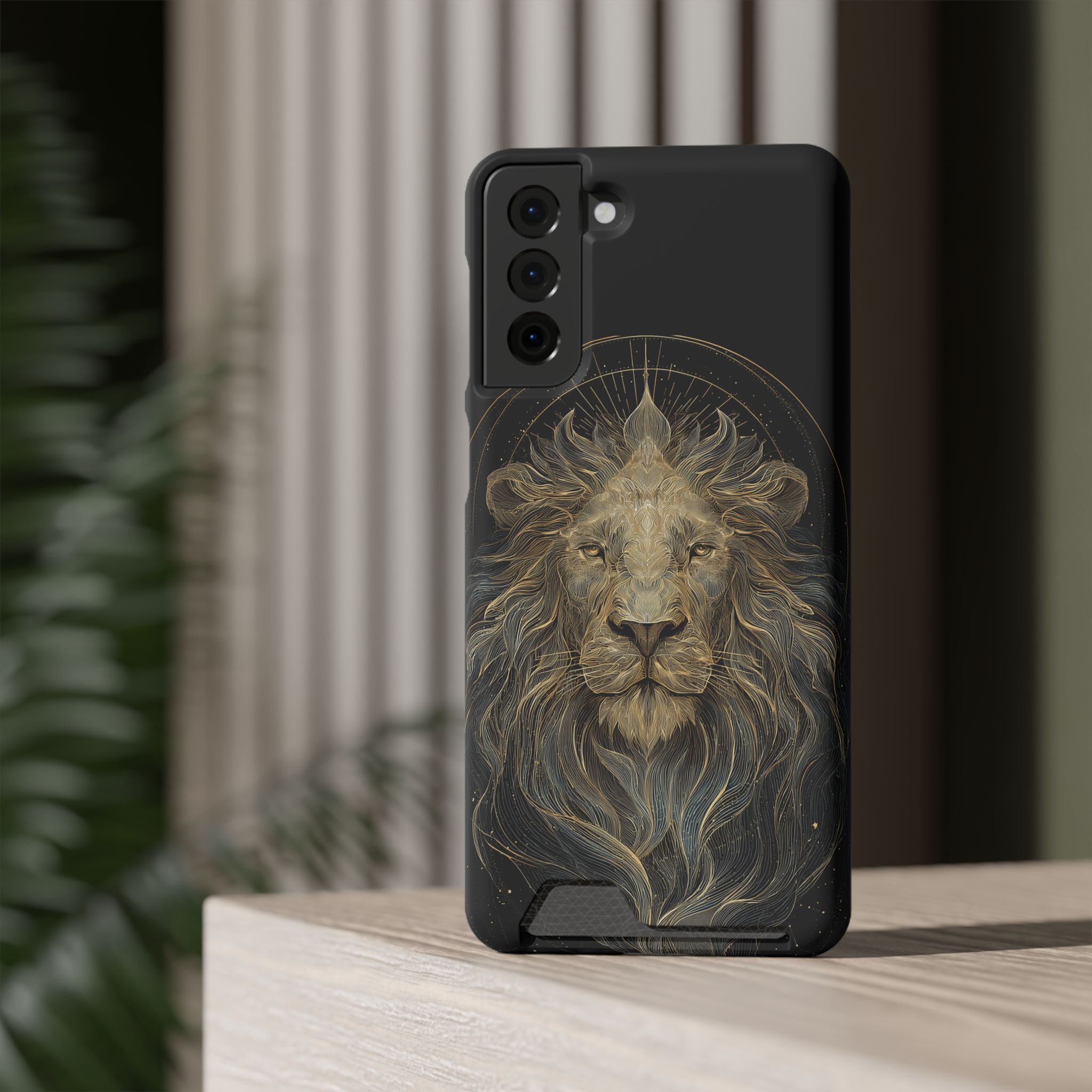 Leo Zodiac Phone Case with Card Holder – Celestial Gold Lion - Image 72
