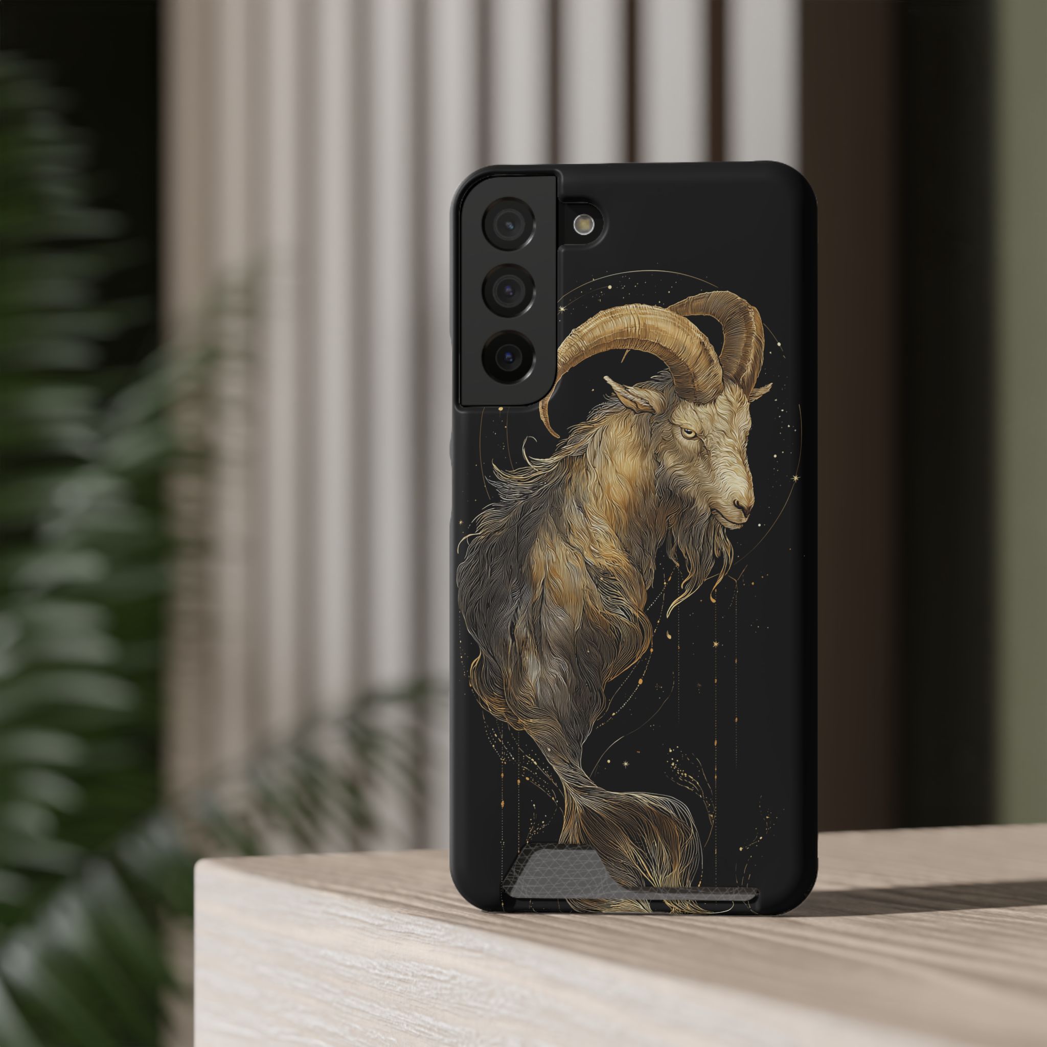 Capricorn Zodiac Phone Case with Card Holder – Celestial Gold Sea-Goat - Image 16