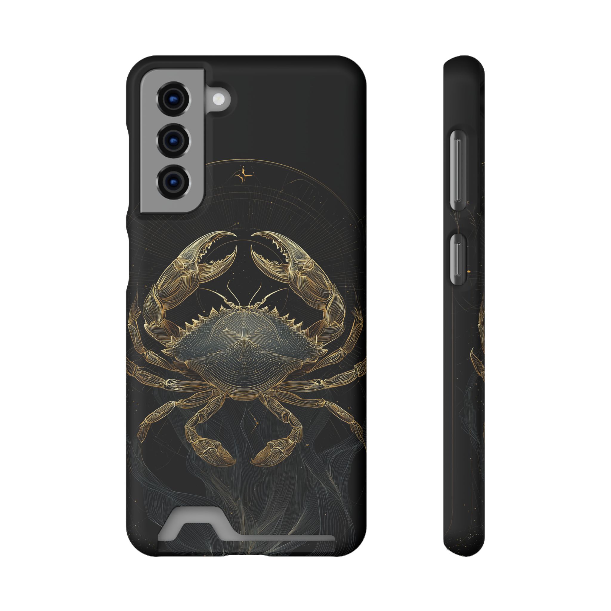 Cancer Zodiac Phone Case with Card Holder – Celestial Gold Crab - Image 61