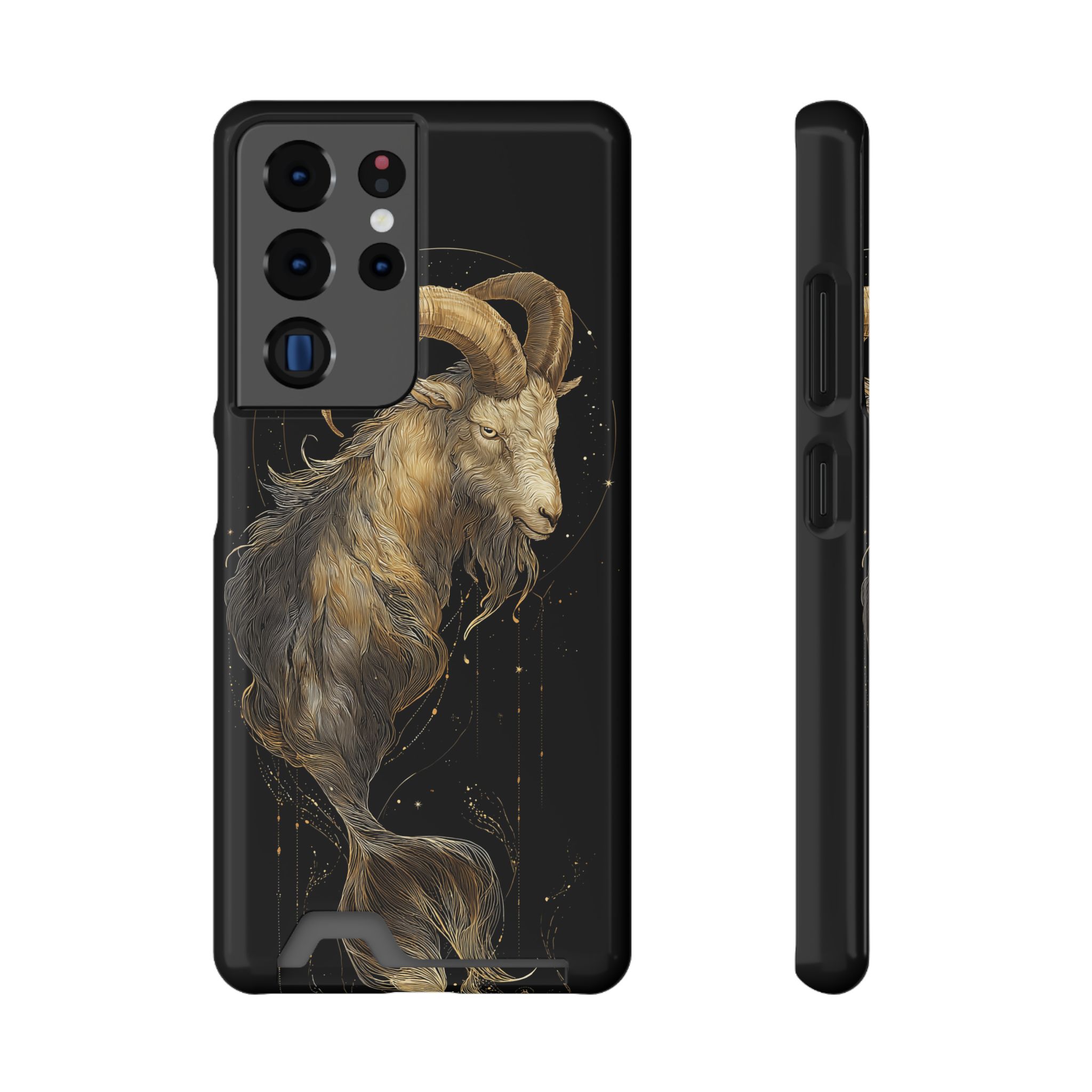 Capricorn Zodiac Phone Case with Card Holder – Celestial Gold Sea-Goat - Image 73