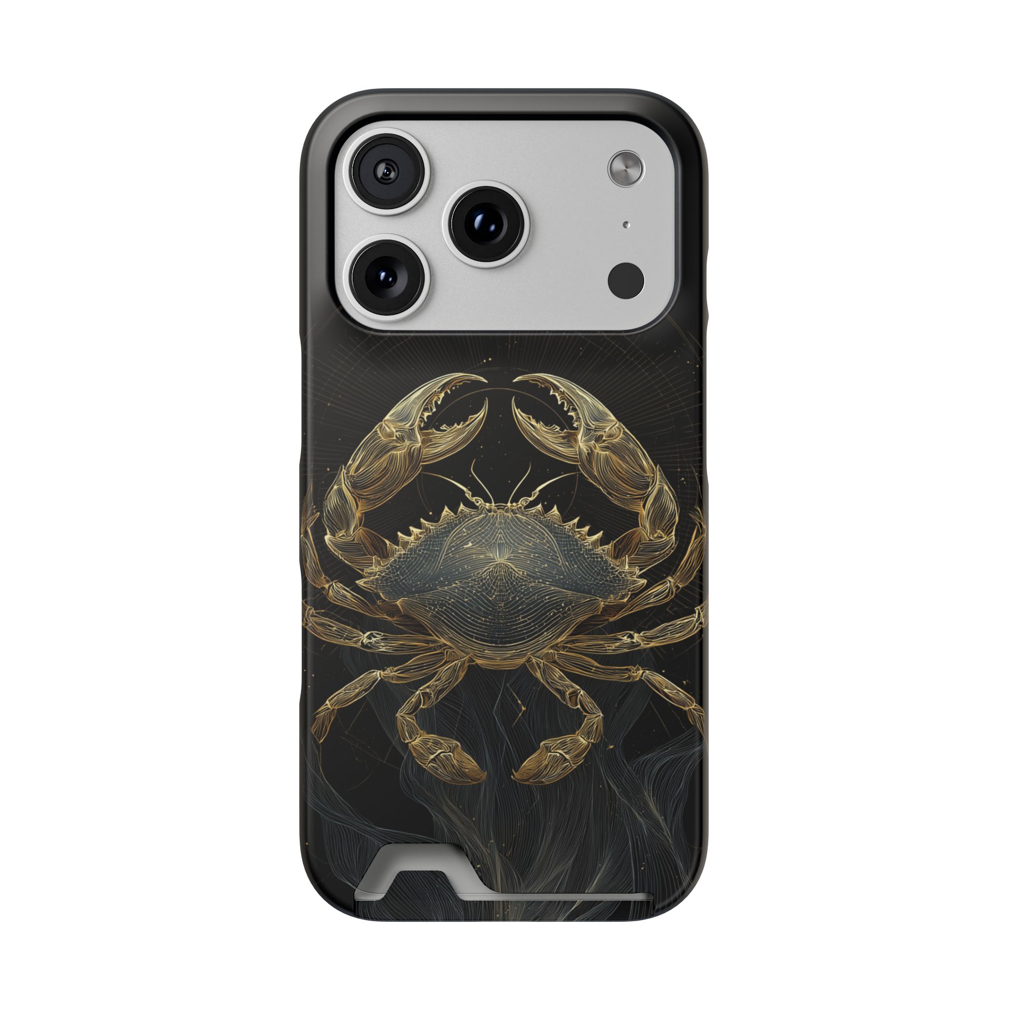 Cancer Zodiac Phone Case with Card Holder – Celestial Gold Crab - Image 83