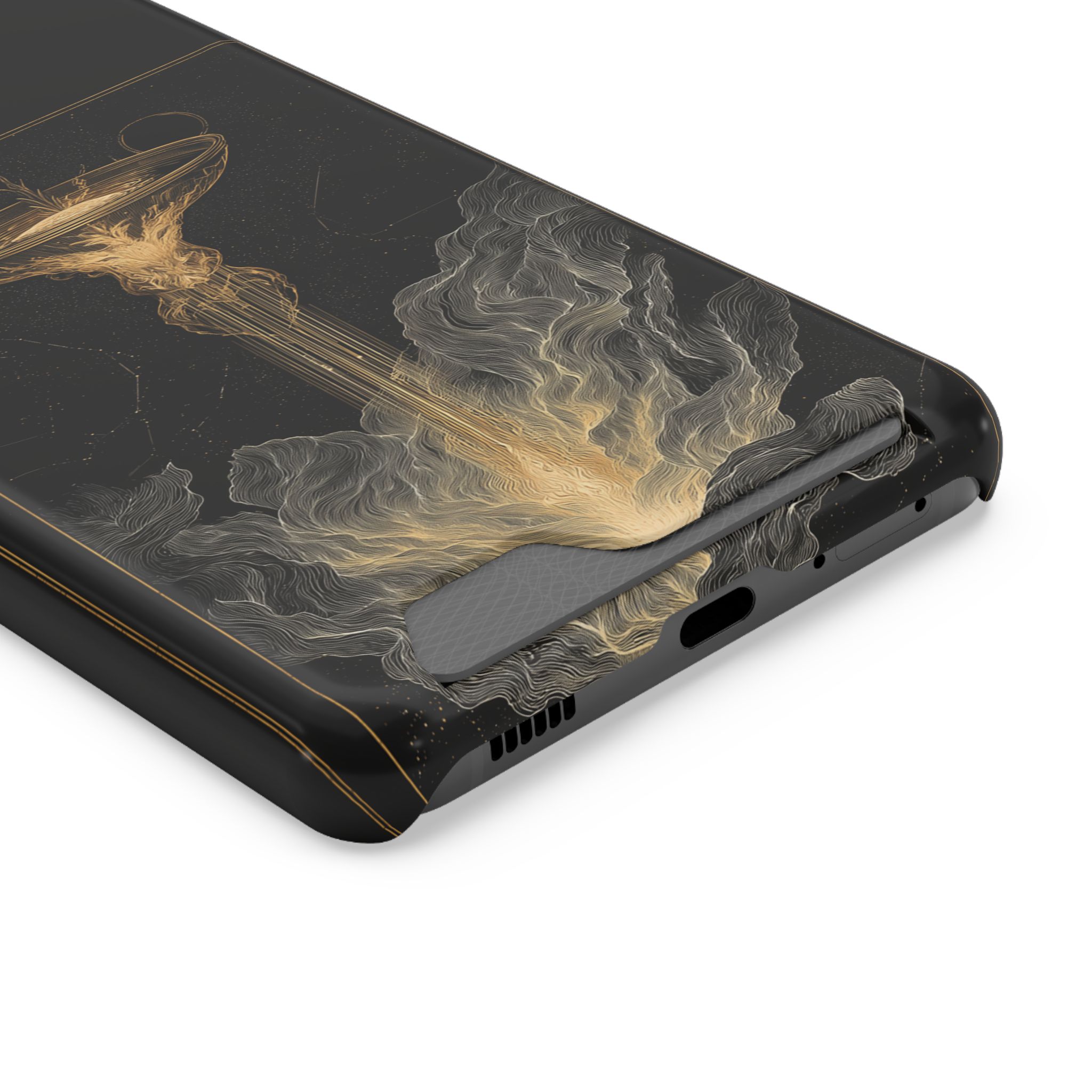 Aquarius Zodiac Phone Case with Card Holder – Celestial Gold Water Bearer - Image 66