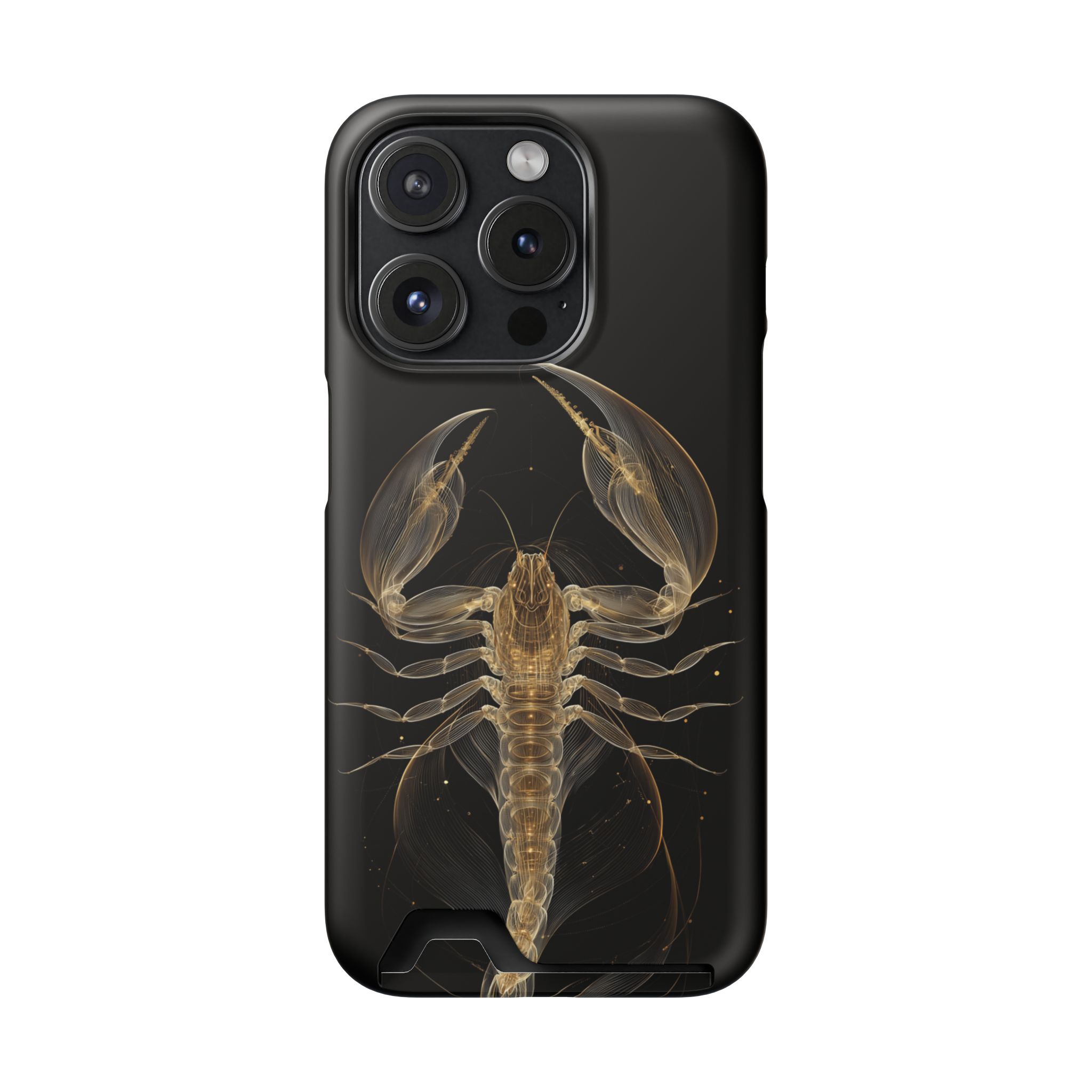 Scorpio Zodiac Phone Case with Card Holder – Celestial Gold Scorpion - Image 100
