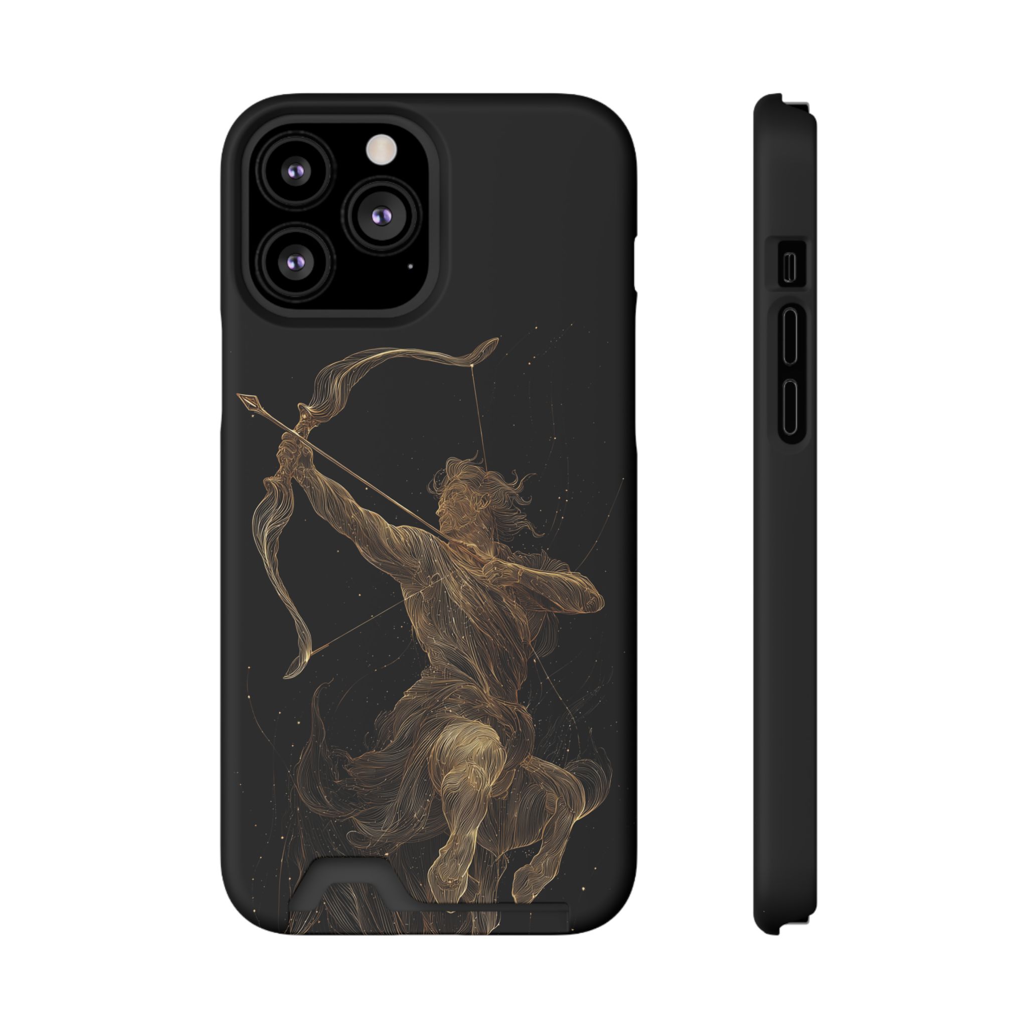 Sagittarius Zodiac Phone Case with Card Holder – Celestial Gold Archer - Image 53