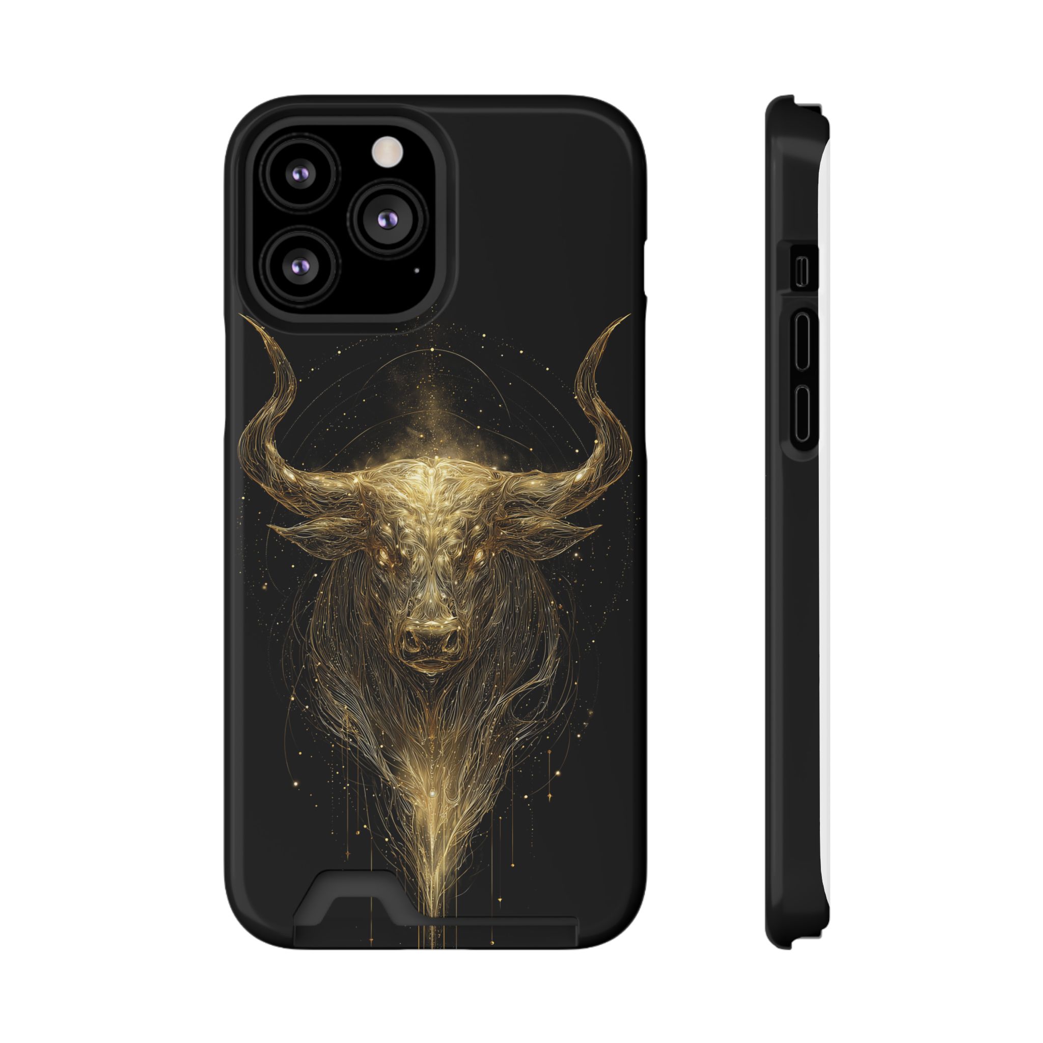 Taurus Zodiac Phone Case with Card Holder – Celestial Gold Bull - Image 49