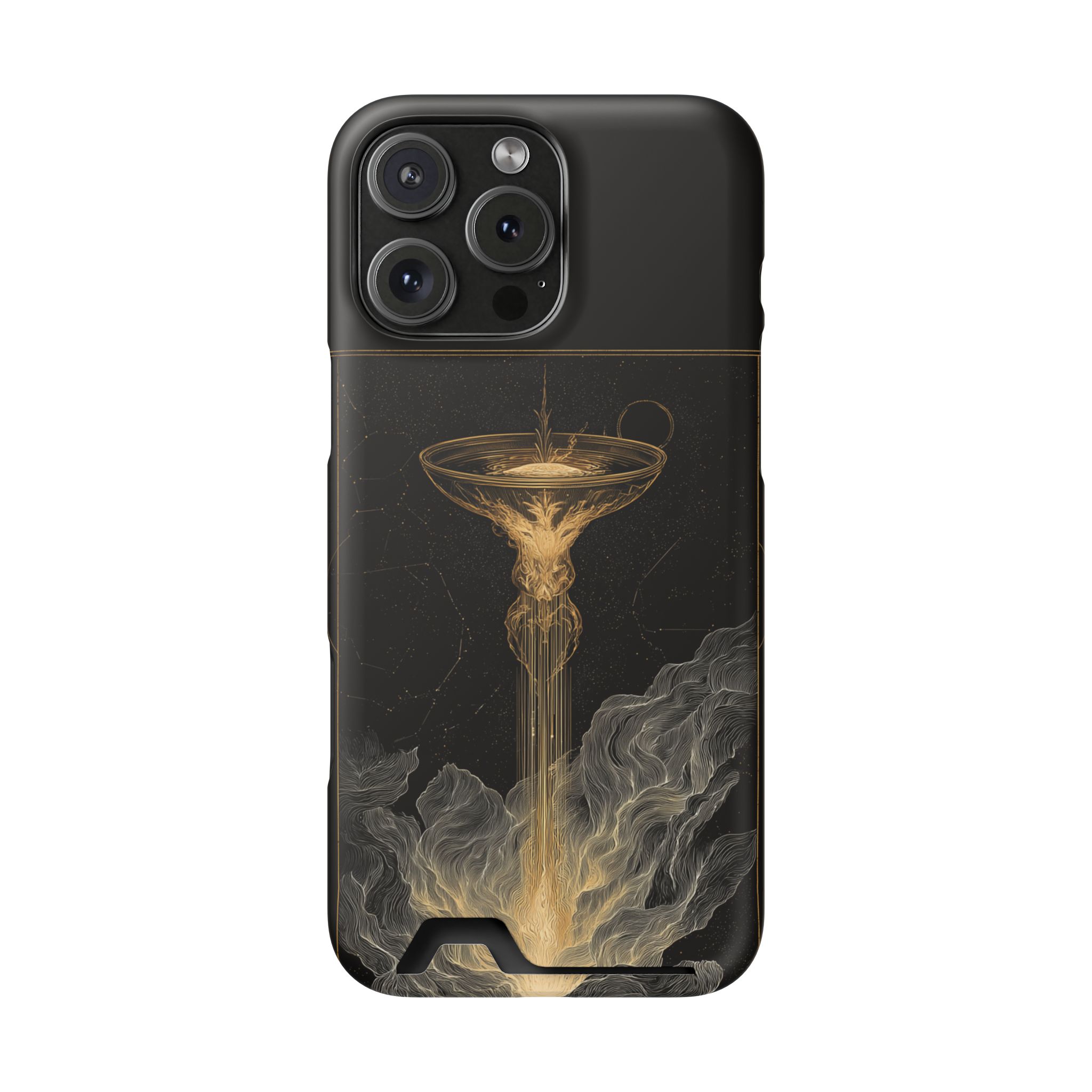 Aquarius Zodiac Phone Case with Card Holder – Celestial Gold Water Bearer - Image 112