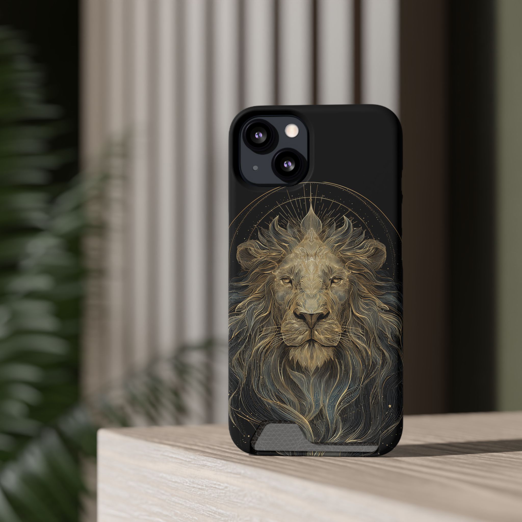 Leo Zodiac Phone Case with Card Holder – Celestial Gold Lion - Image 32