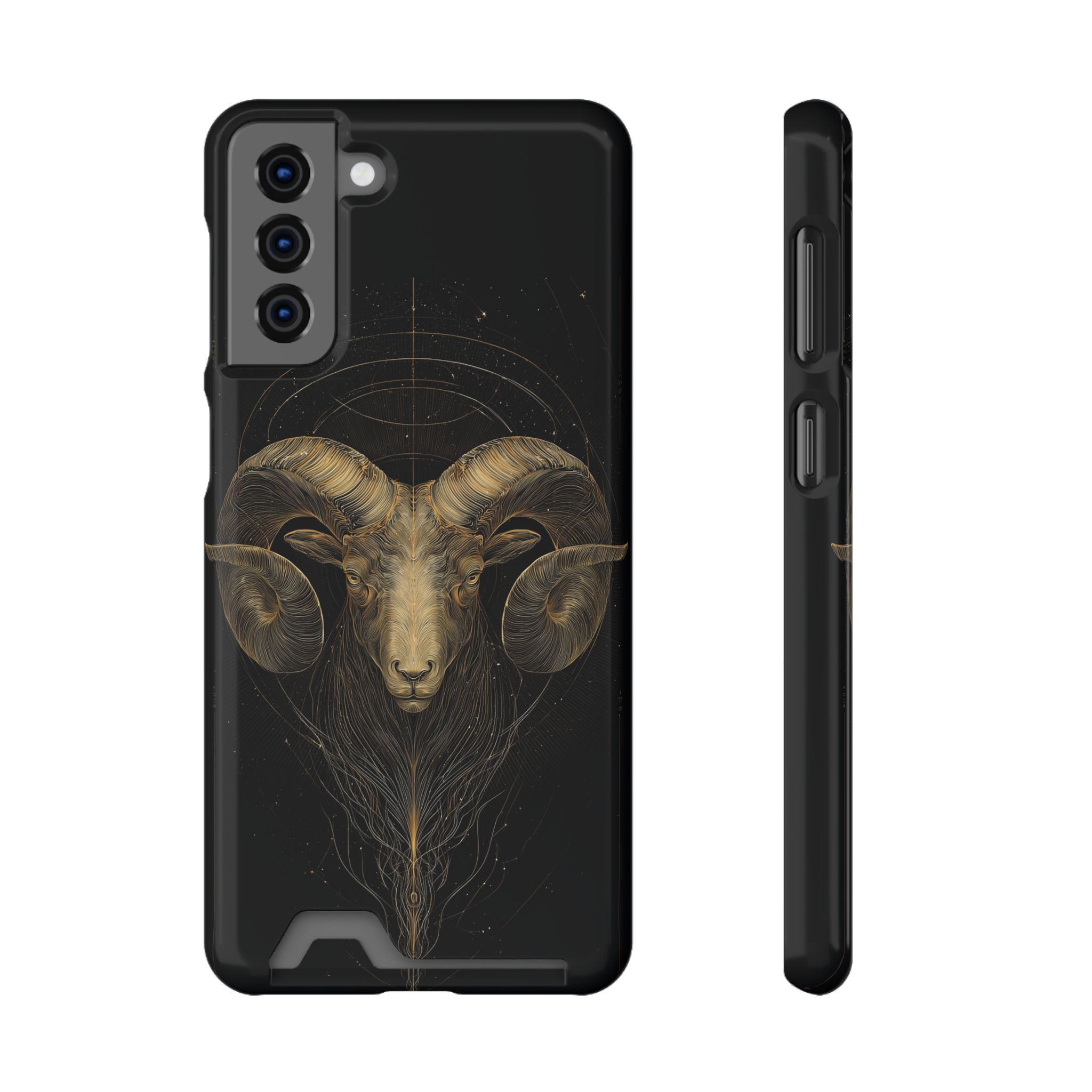 Aries Zodiac Phone Case with Card Holder – Celestial Gold Constellation - Image 65