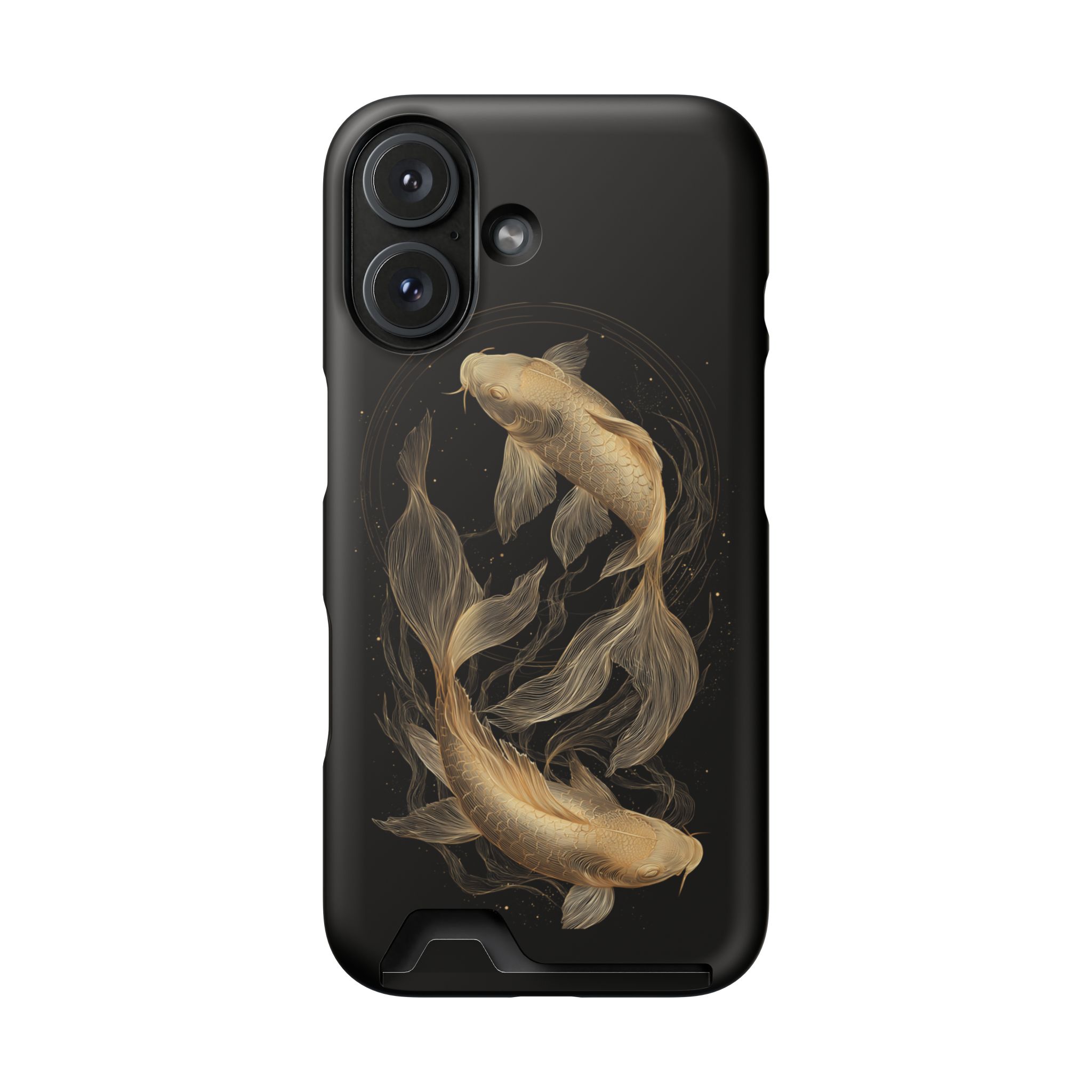 Pisces Zodiac Phone Case with Card Holder – Celestial Gold Fish - Image 106