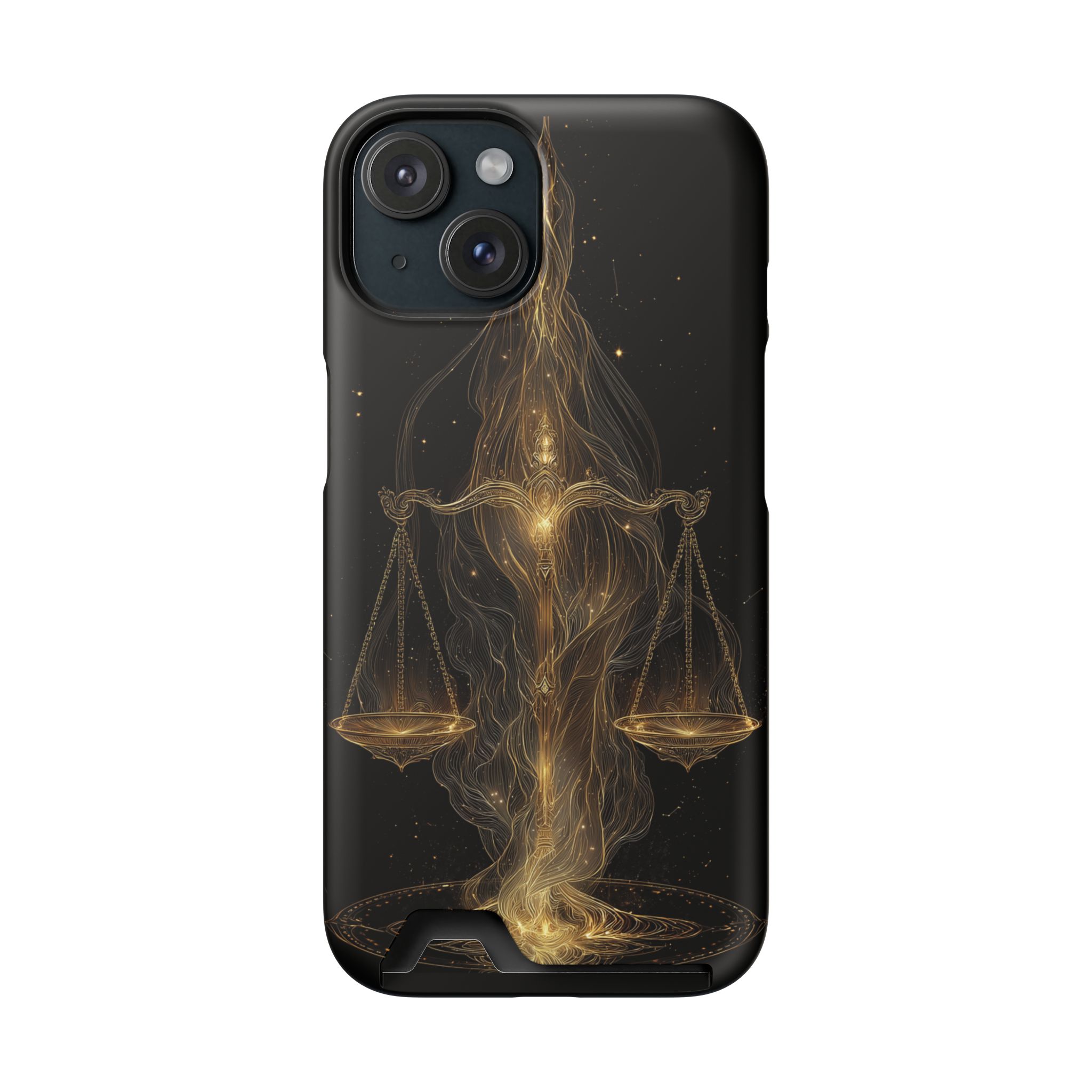 Libra Zodiac Phone Case with Card Holder – Celestial Gold Scales - Image 98