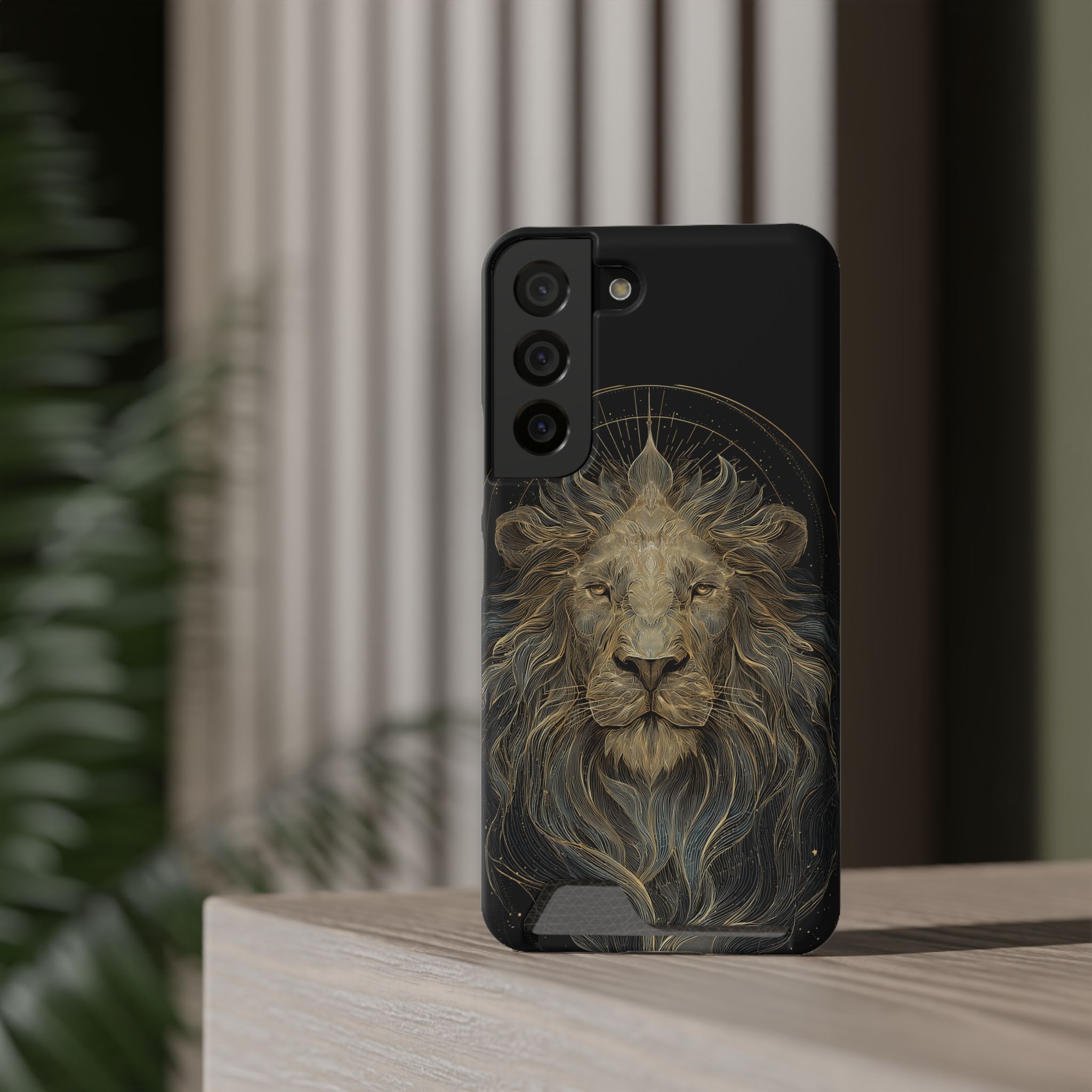 Leo Zodiac Phone Case with Card Holder – Celestial Gold Lion - Image 8