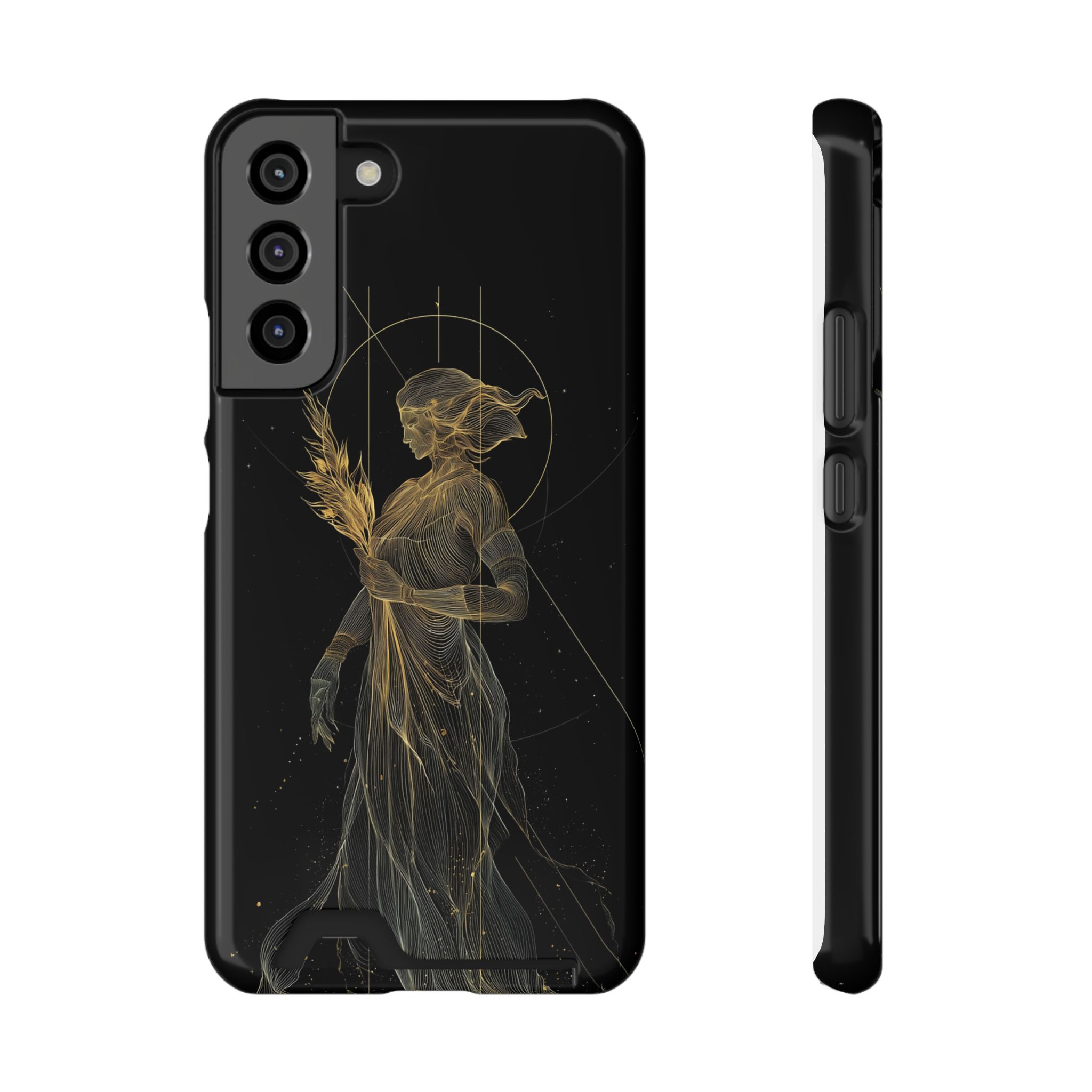 Virgo Zodiac Phone Case with Card Holder – Celestial Gold Maiden - Image 9