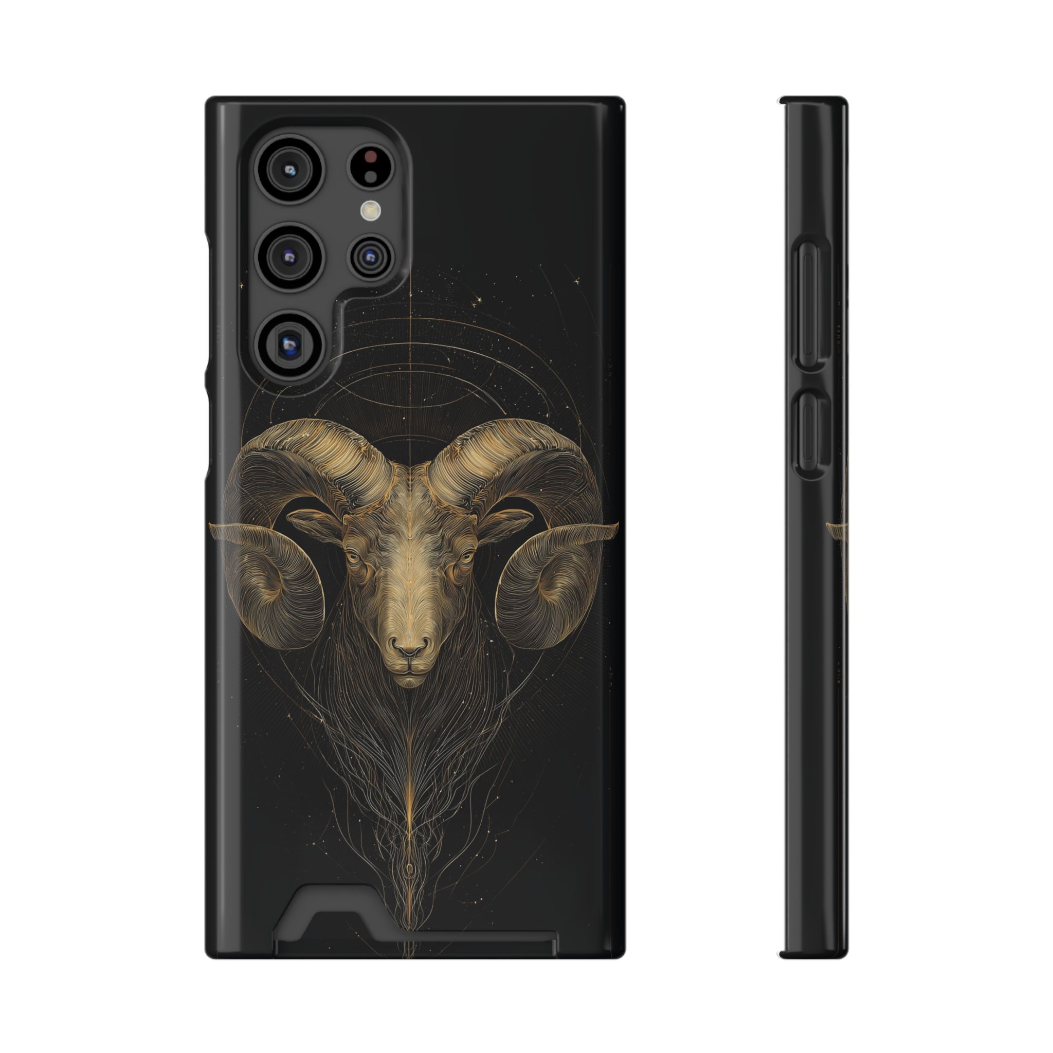 Aries Zodiac Phone Case with Card Holder – Celestial Gold Constellation - Image 17