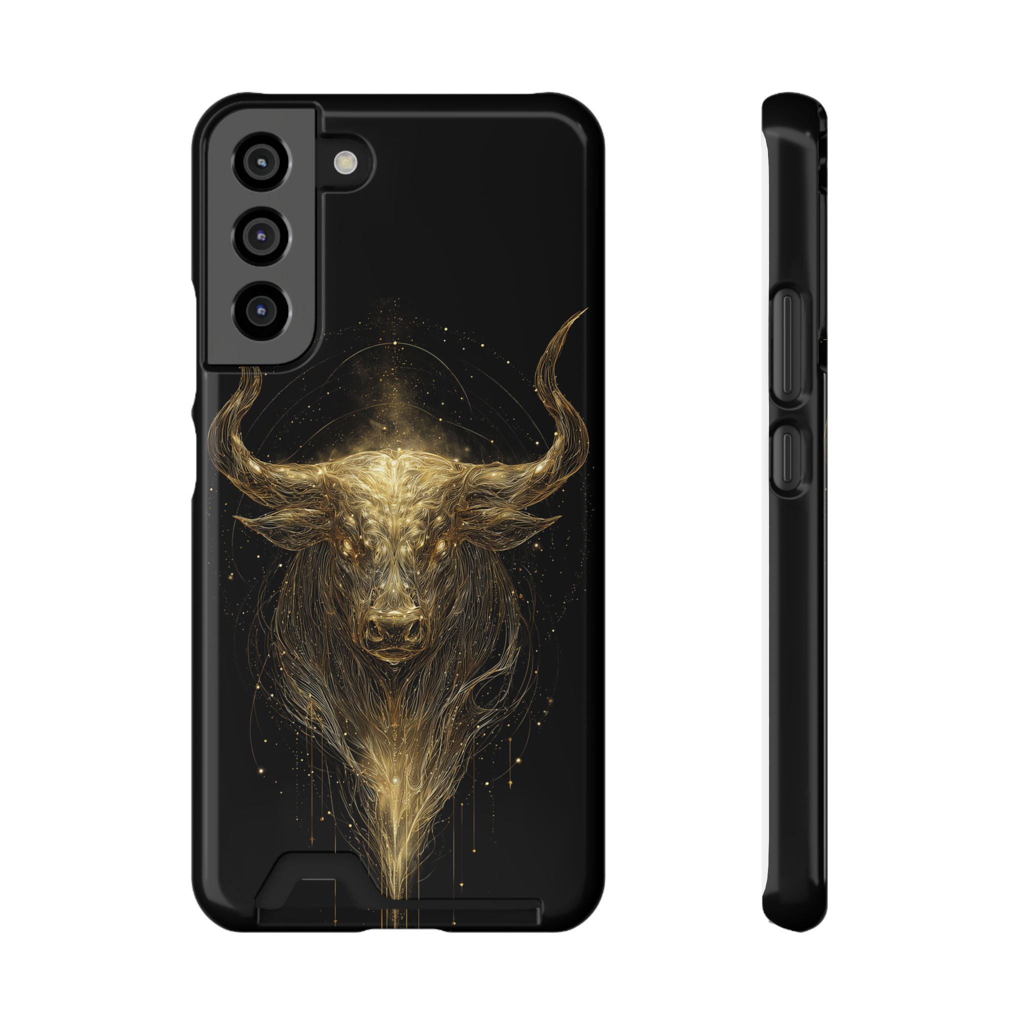 Taurus Zodiac Phone Case with Card Holder – Celestial Gold Bull - Image 9