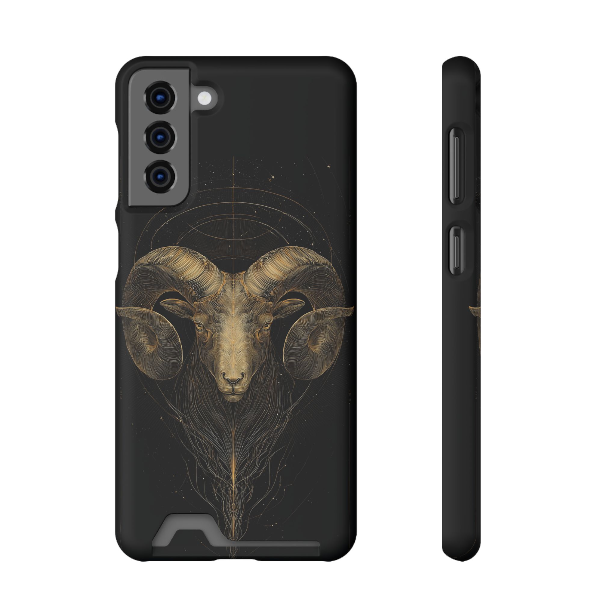 Aries Zodiac Phone Case with Card Holder – Celestial Gold Constellation - Image 69