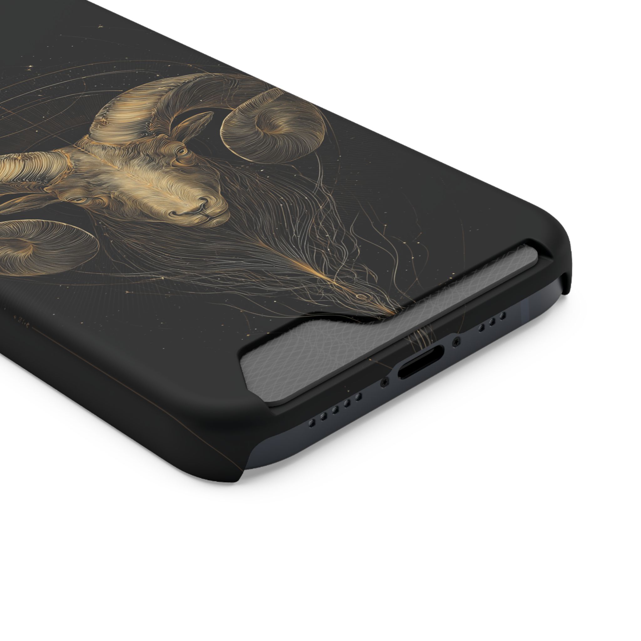 Aries Zodiac Phone Case with Card Holder – Celestial Gold Constellation - Image 30