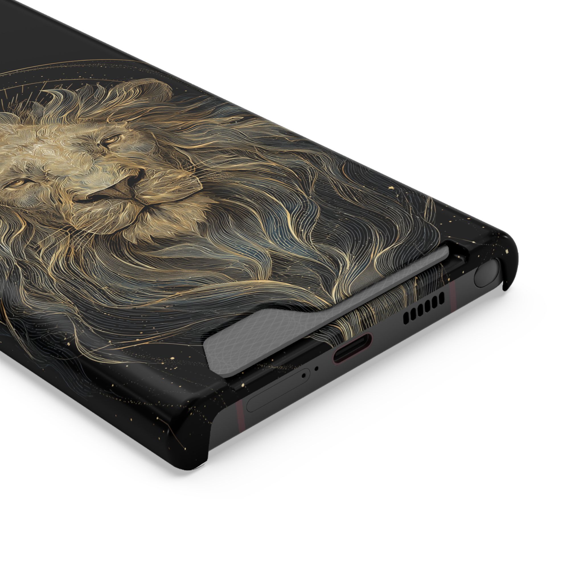 Leo Zodiac Phone Case with Card Holder – Celestial Gold Lion - Image 18