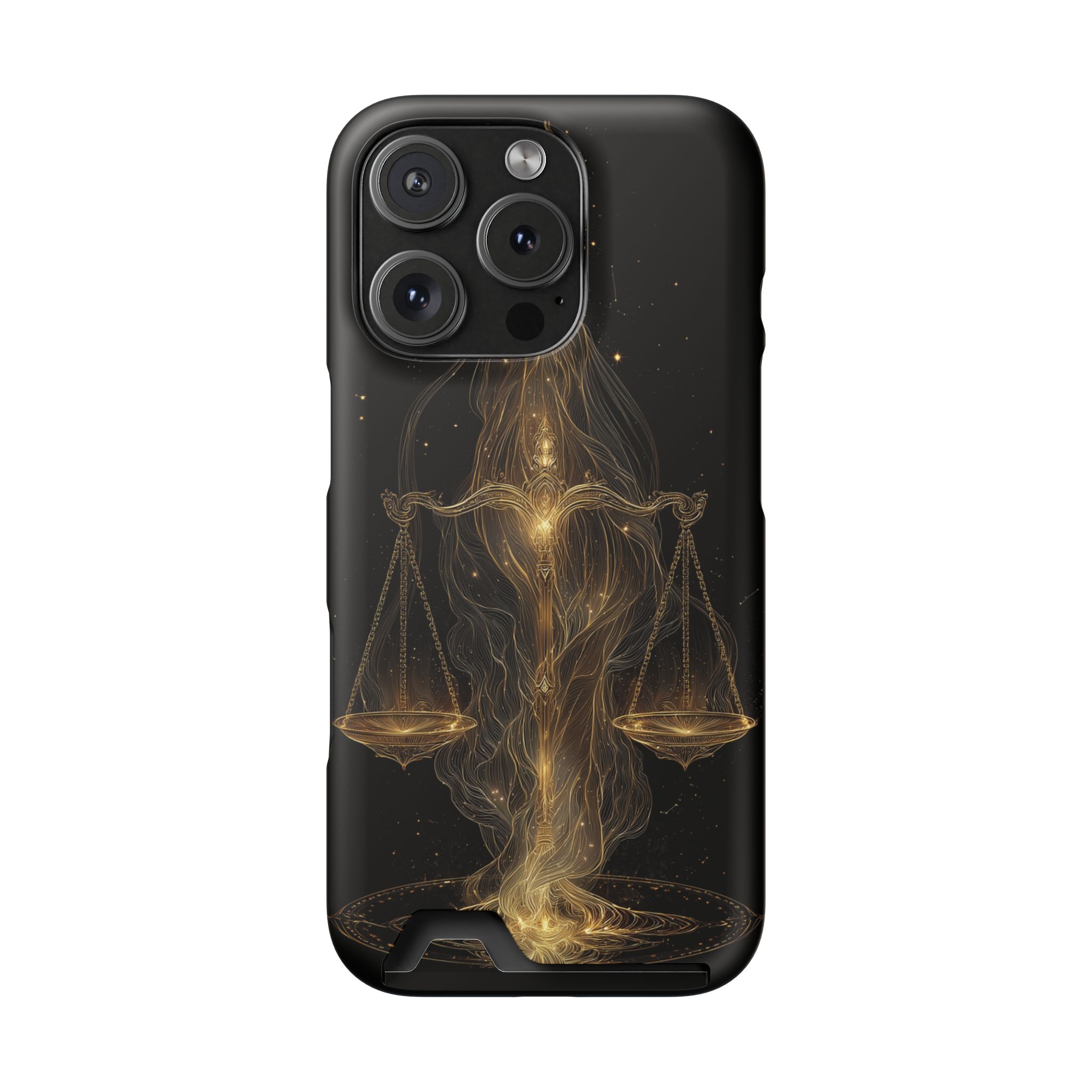 Libra Zodiac Phone Case with Card Holder – Celestial Gold Scales - Image 108