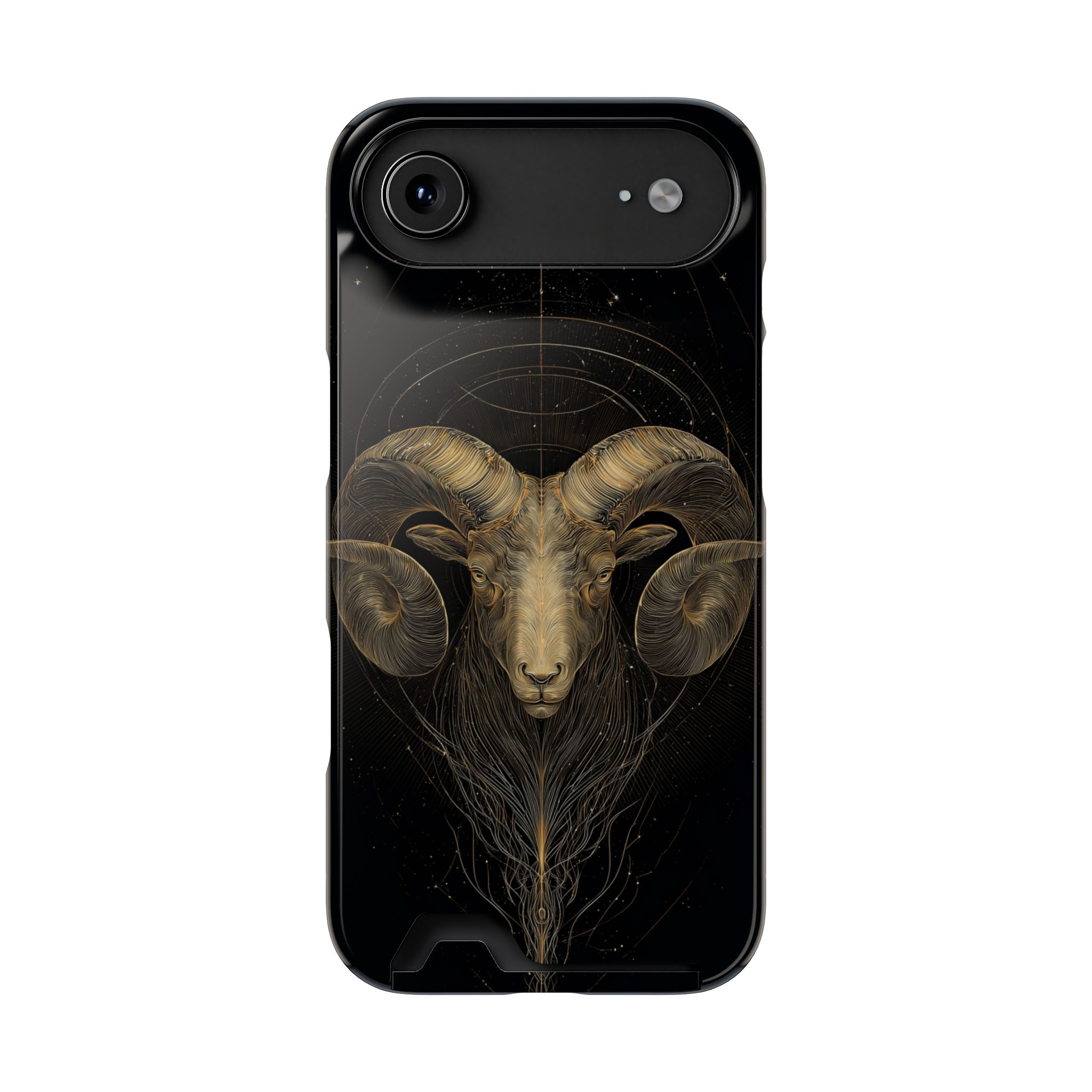 Aries Zodiac Phone Case with Card Holder – Celestial Gold Constellation - Image 86