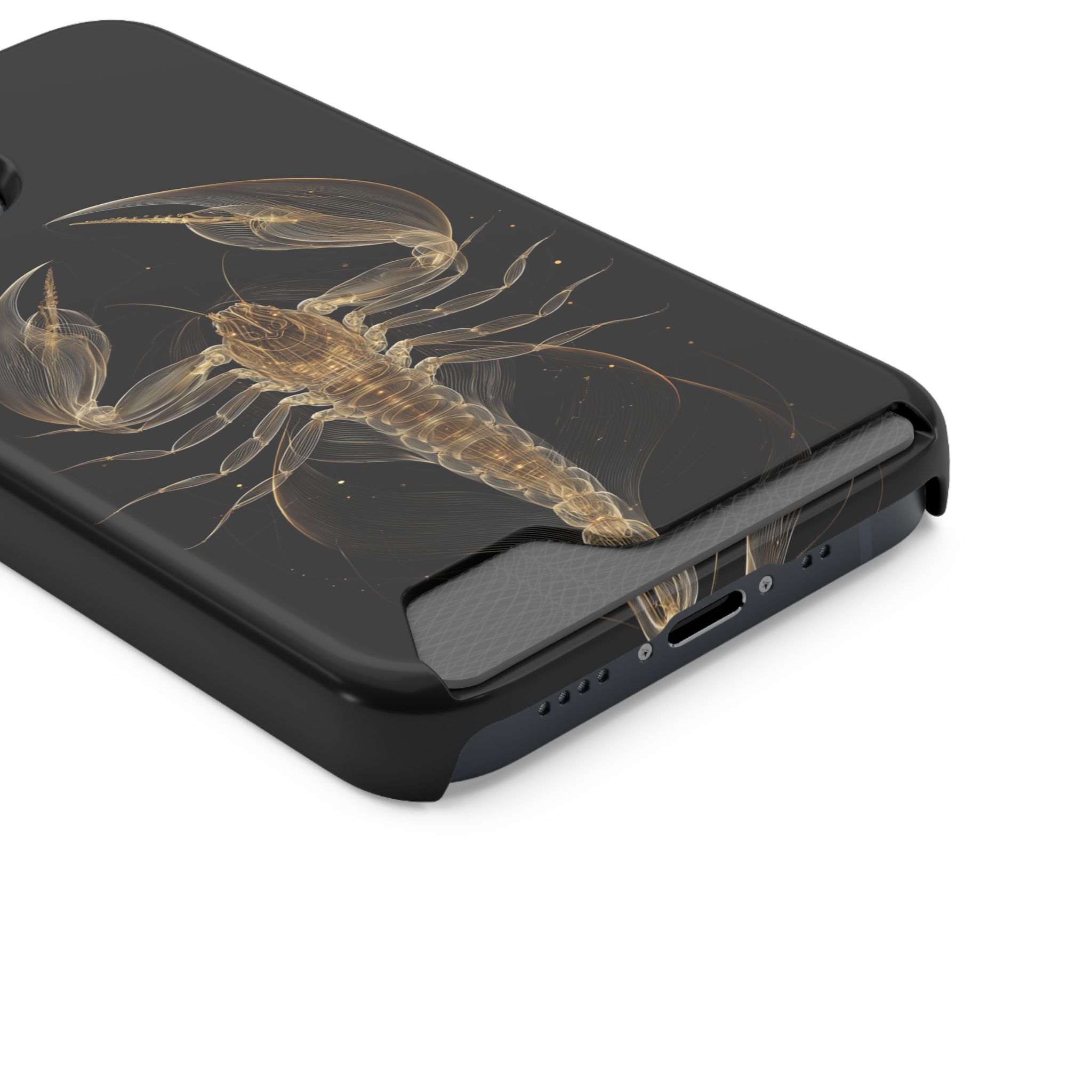 Scorpio Zodiac Phone Case with Card Holder – Celestial Gold Scorpion - Image 34