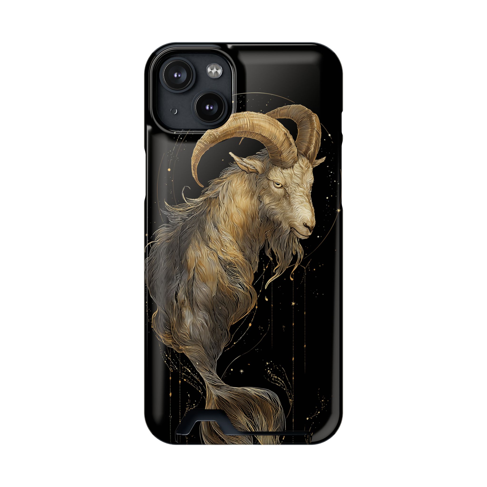 Capricorn Zodiac Phone Case with Card Holder – Celestial Gold Sea-Goat - Image 95