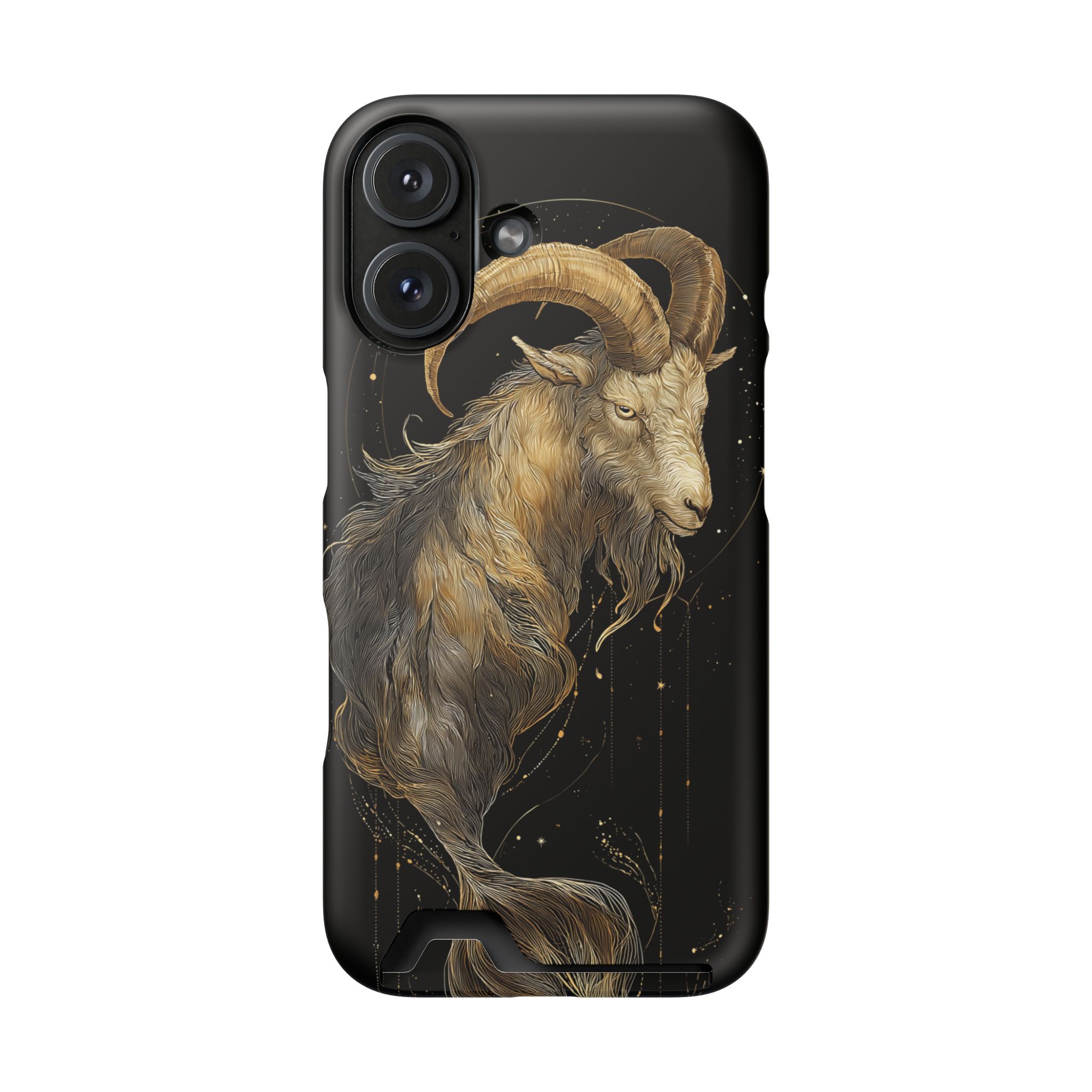 Capricorn Zodiac Phone Case with Card Holder – Celestial Gold Sea-Goat - Image 106