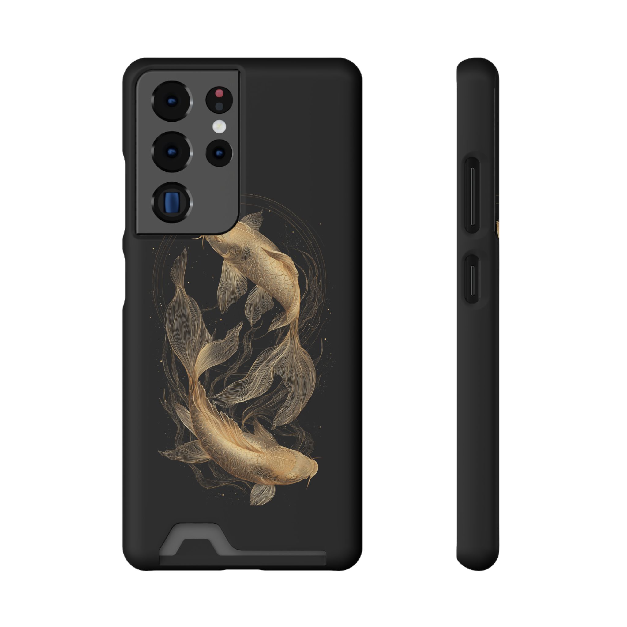 Pisces Zodiac Phone Case with Card Holder – Celestial Gold Fish - Image 77