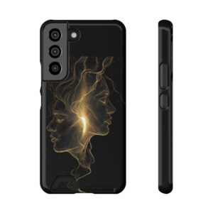 Gemini Zodiac Phone Case with Card Holder – Celestial Gold Twins