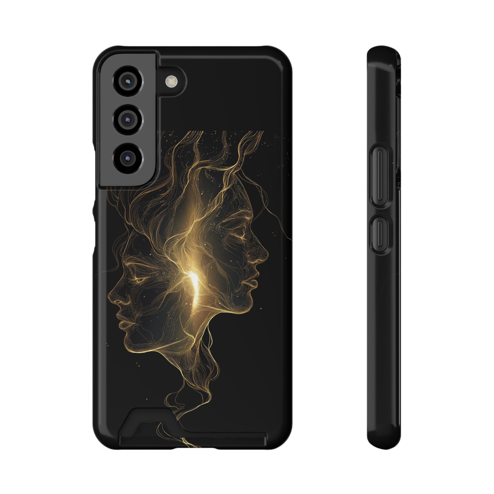 Gemini Zodiac Phone Case with Card Holder – Celestial Gold Twins