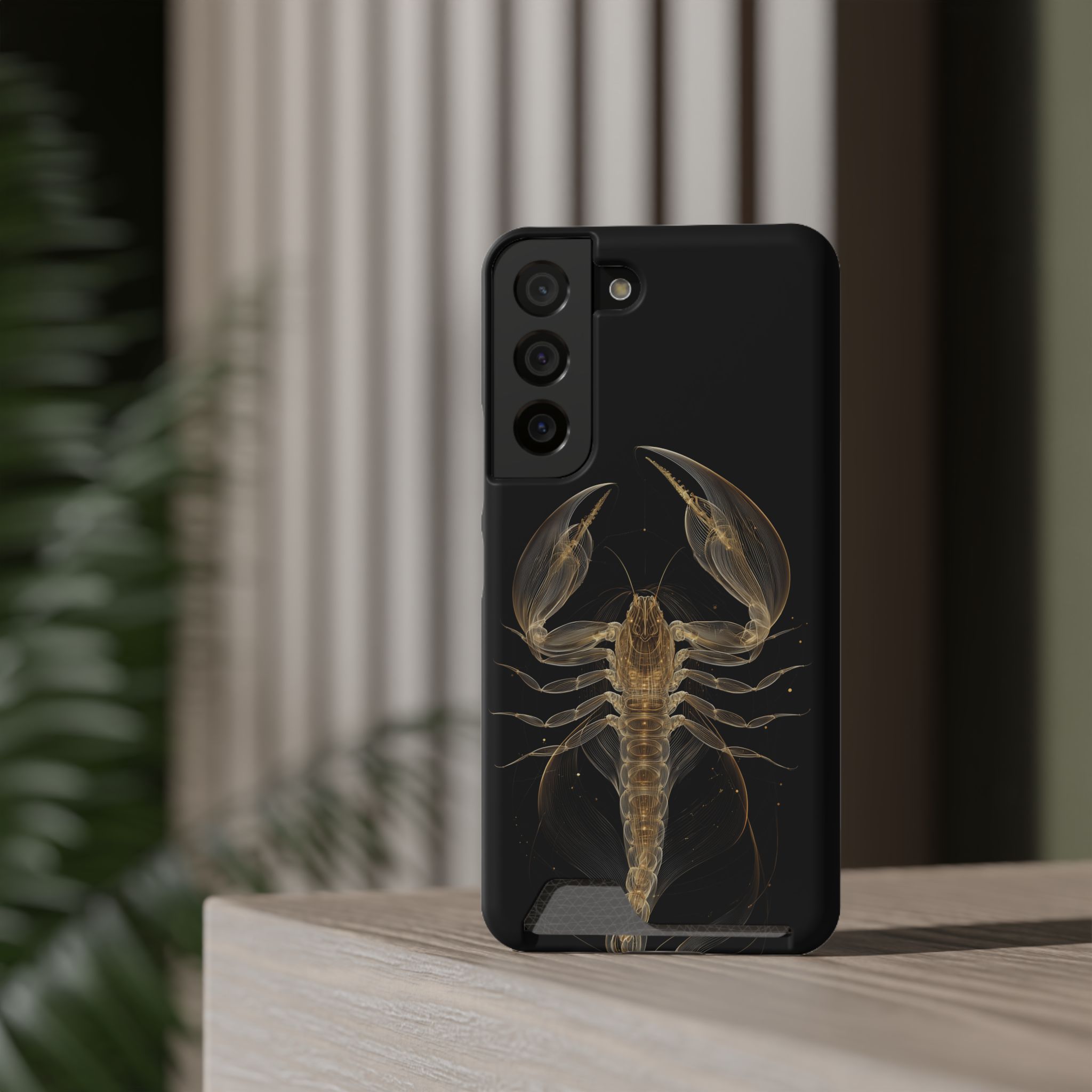 Scorpio Zodiac Phone Case with Card Holder – Celestial Gold Scorpion - Image 8