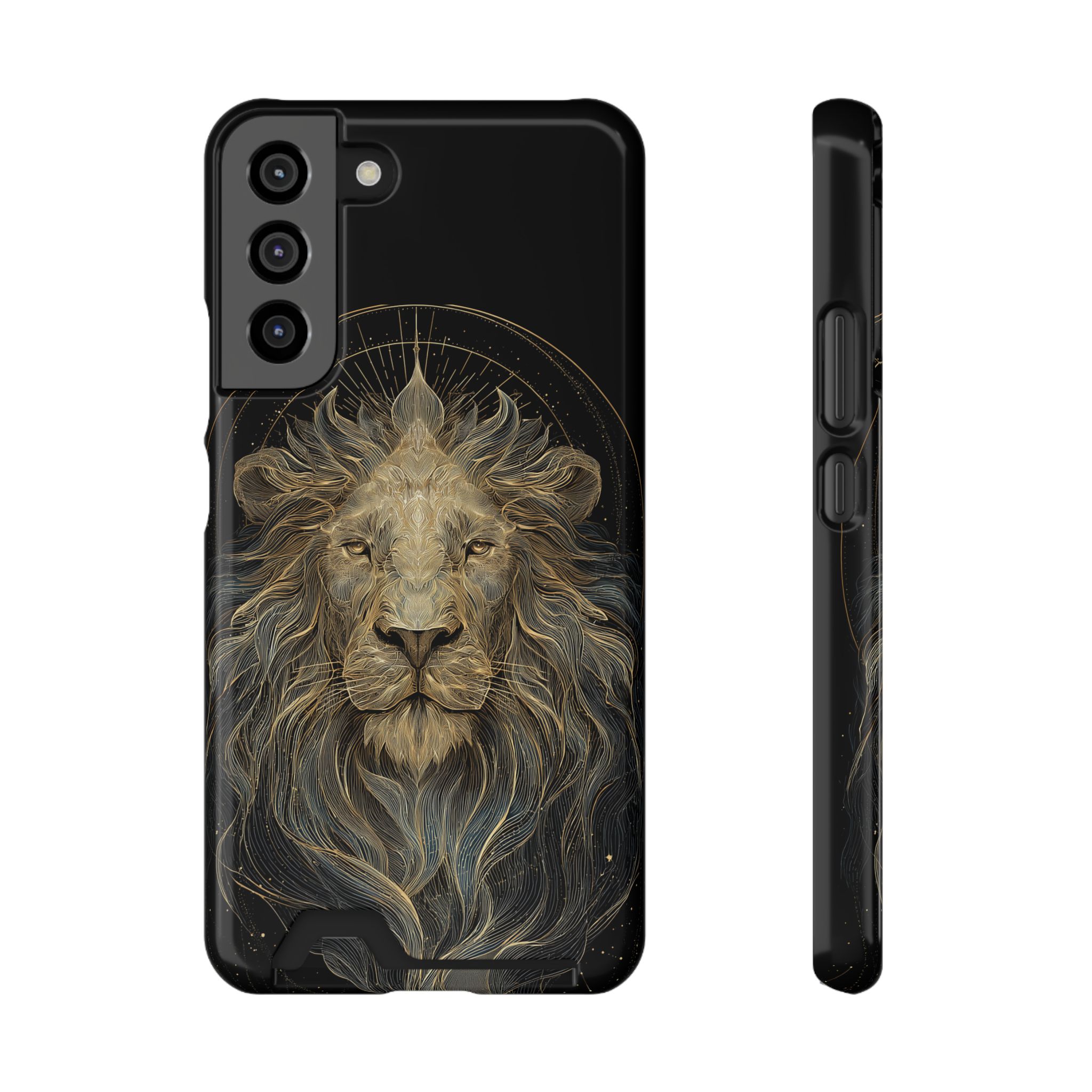 Leo Zodiac Phone Case with Card Holder – Celestial Gold Lion - Image 9