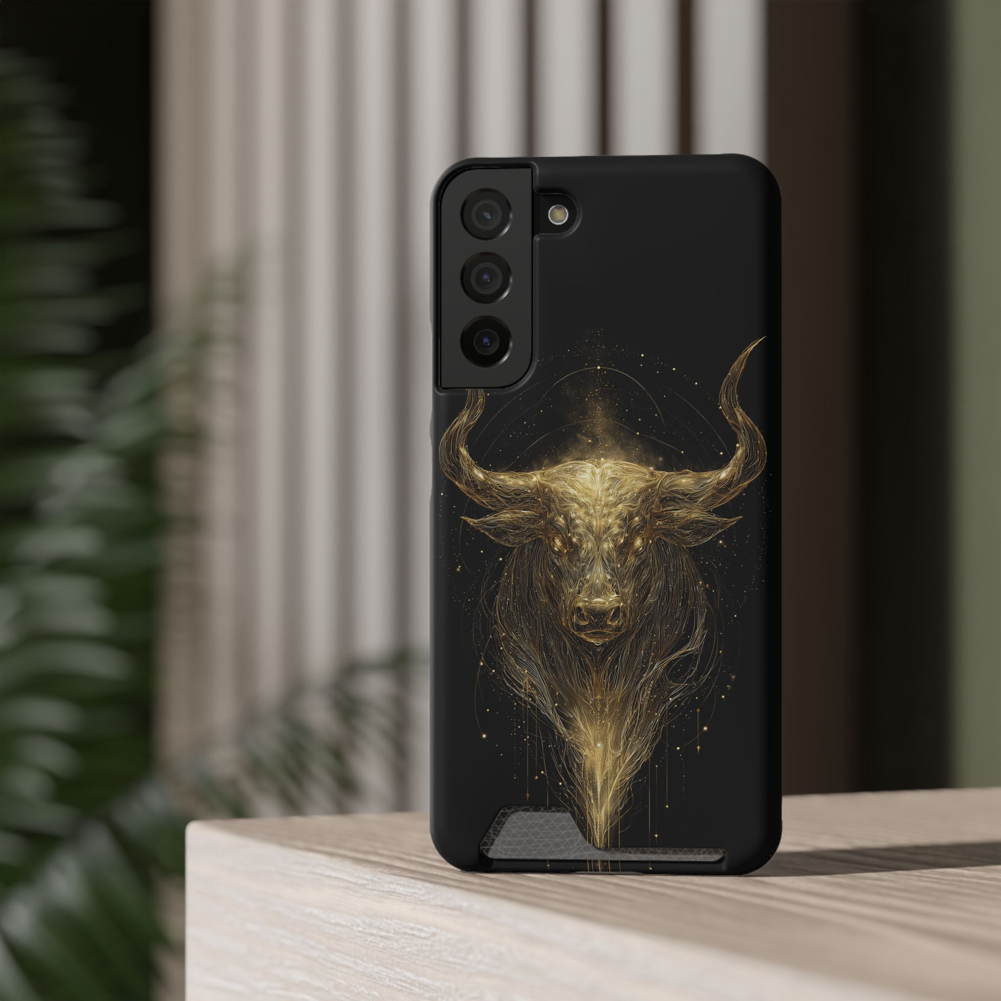 Taurus Zodiac Phone Case with Card Holder – Celestial Gold Bull - Image 16
