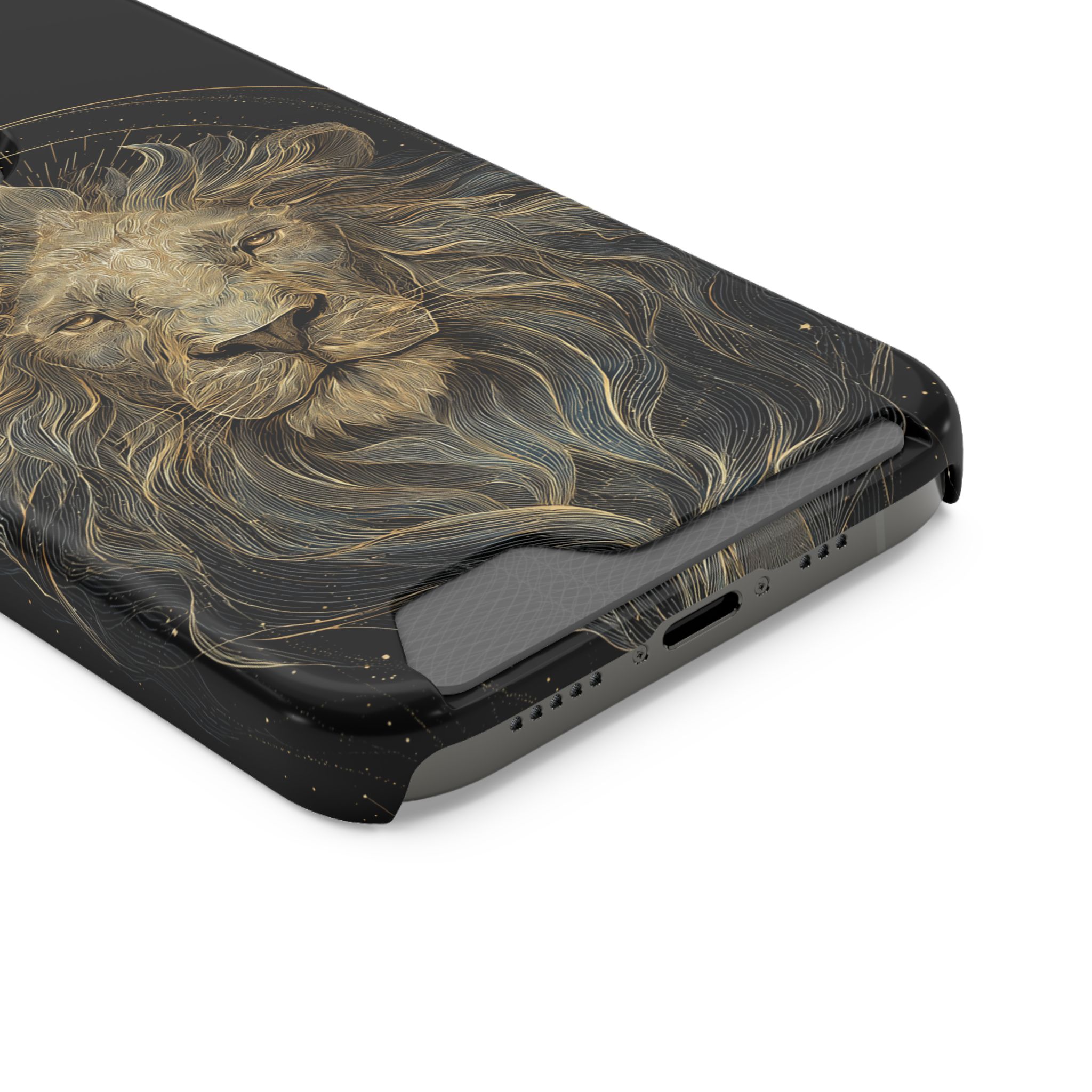 Leo Zodiac Phone Case with Card Holder – Celestial Gold Lion - Image 42