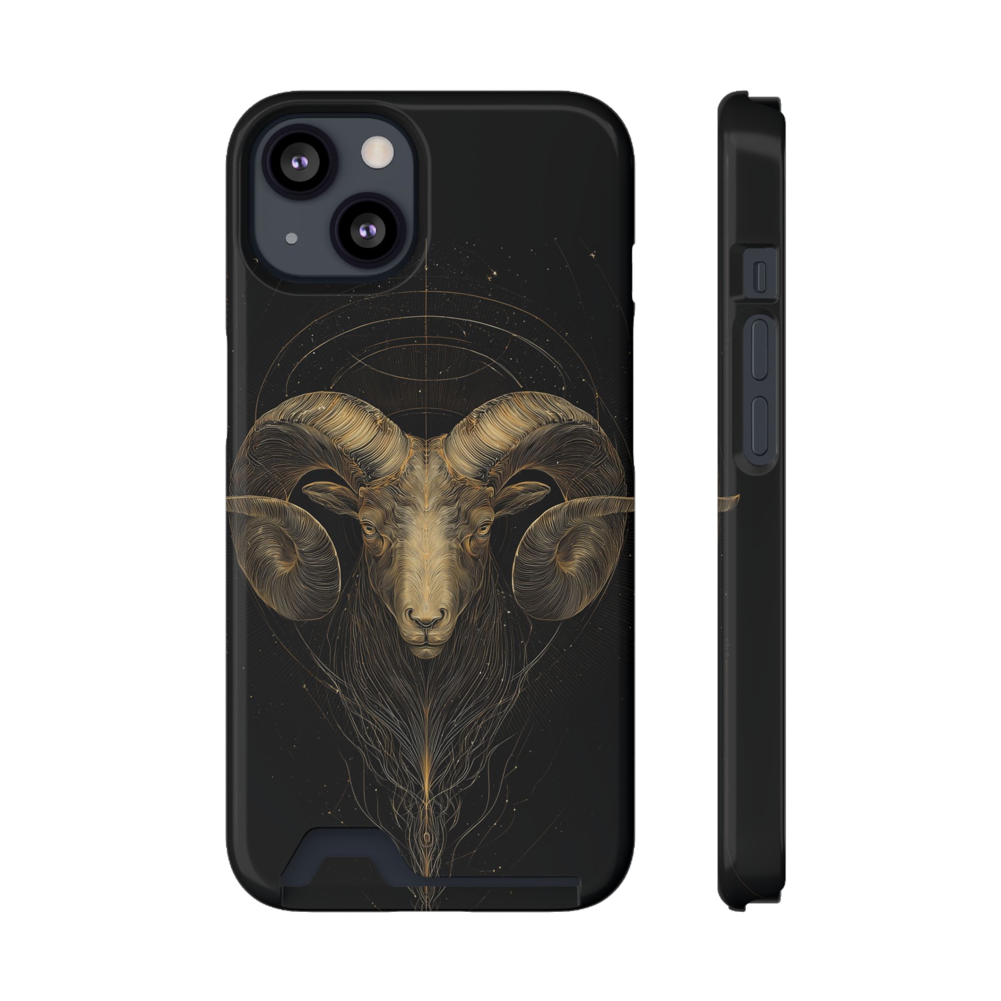 Aries Zodiac Phone Case with Card Holder – Celestial Gold Constellation - Image 25
