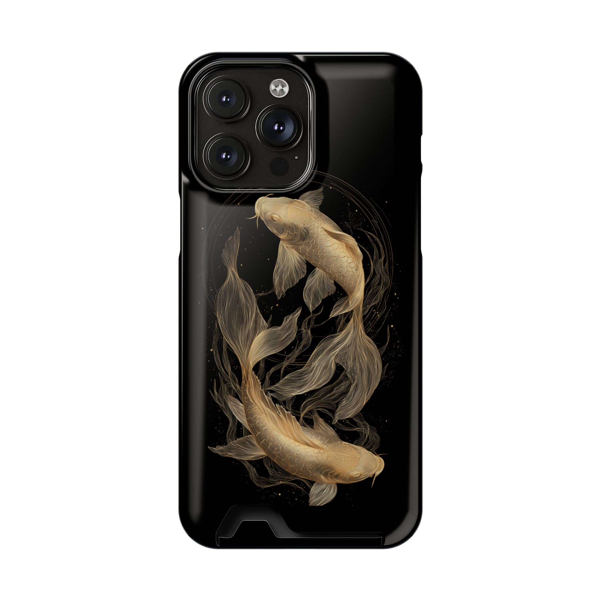 Pisces Zodiac Phone Case with Card Holder – Celestial Gold Fish - Image 96