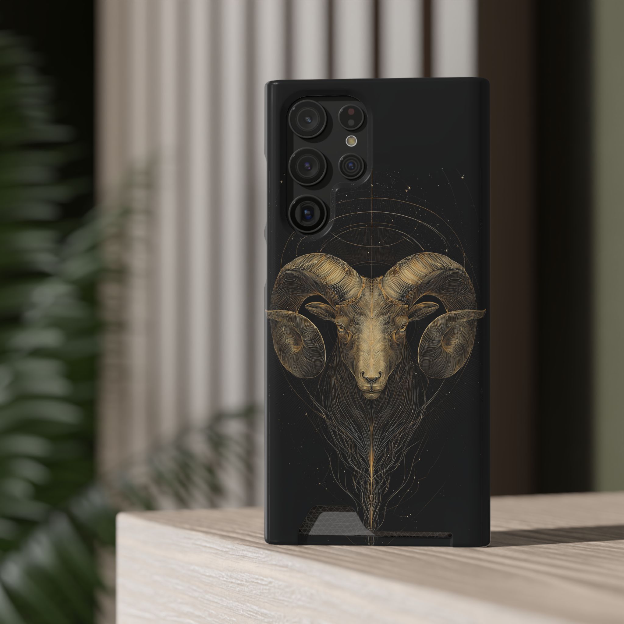 Aries Zodiac Phone Case with Card Holder – Celestial Gold Constellation - Image 20