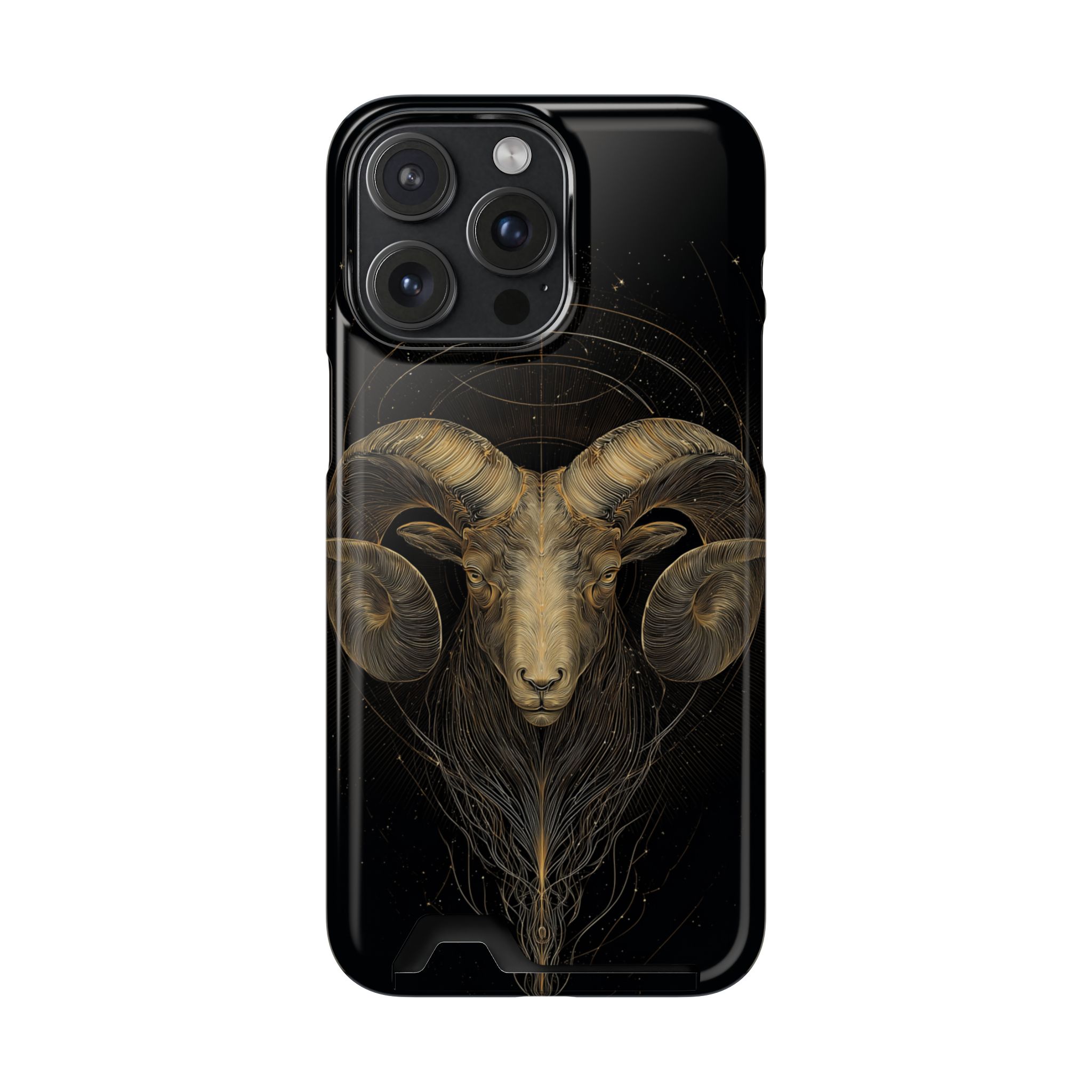 Aries Zodiac Phone Case with Card Holder – Celestial Gold Constellation - Image 103