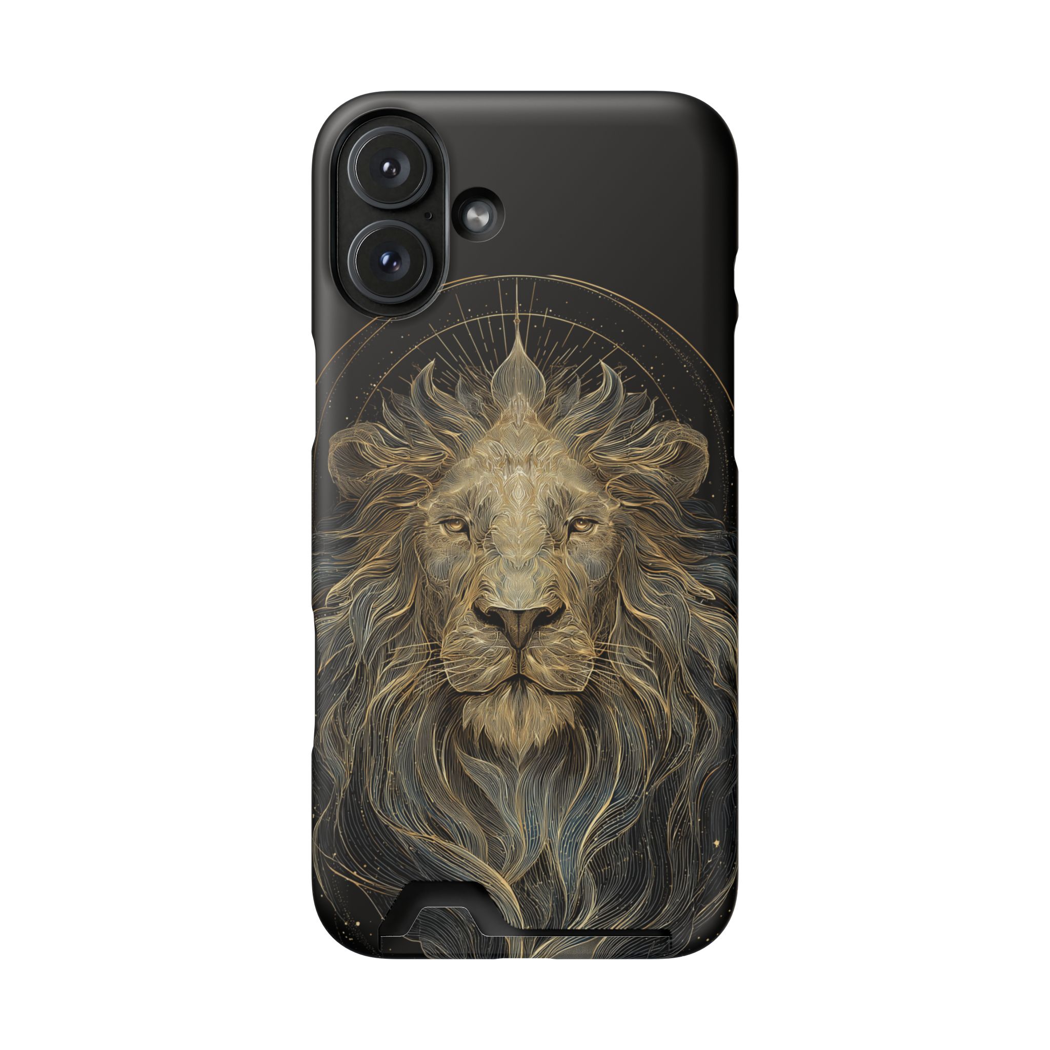 Leo Zodiac Phone Case with Card Holder – Celestial Gold Lion - Image 110