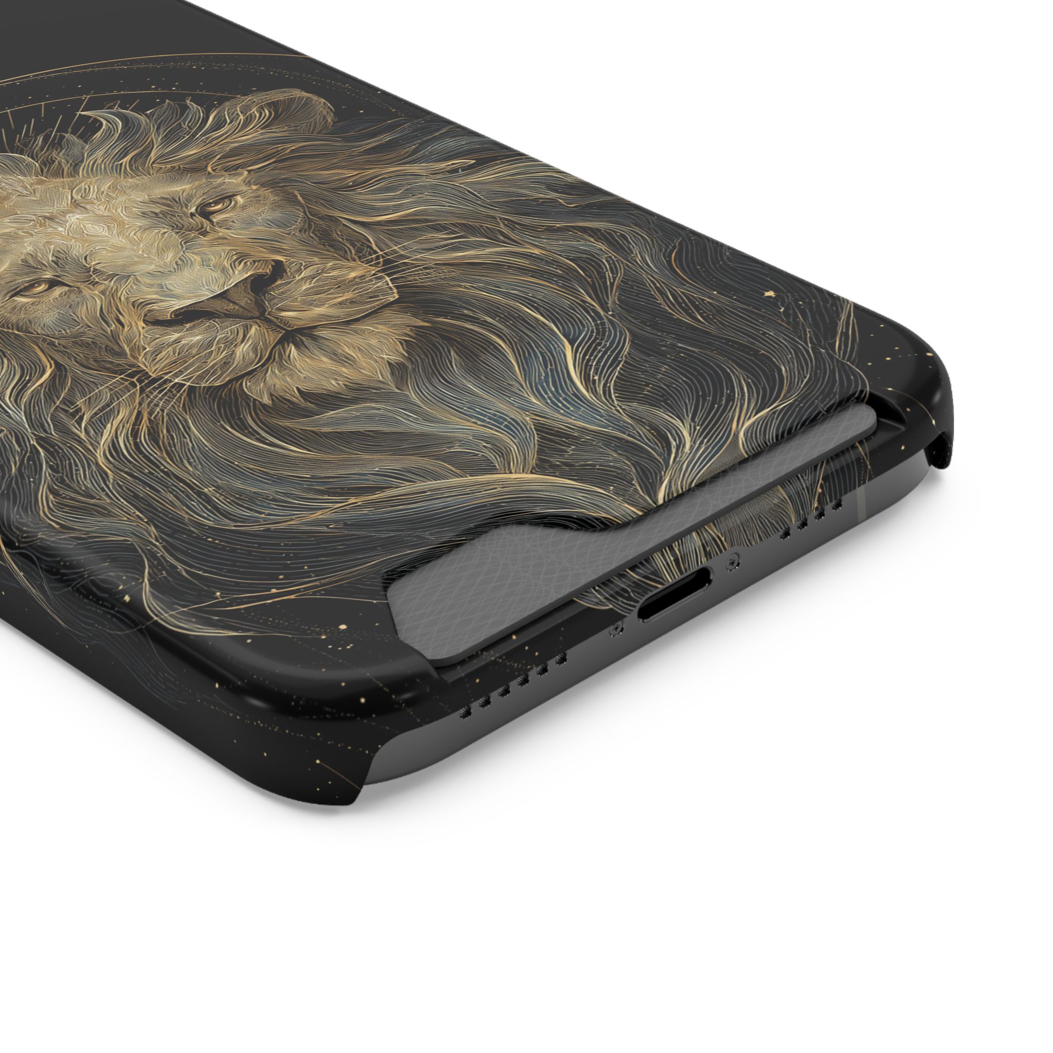 Leo Zodiac Phone Case with Card Holder – Celestial Gold Lion - Image 50